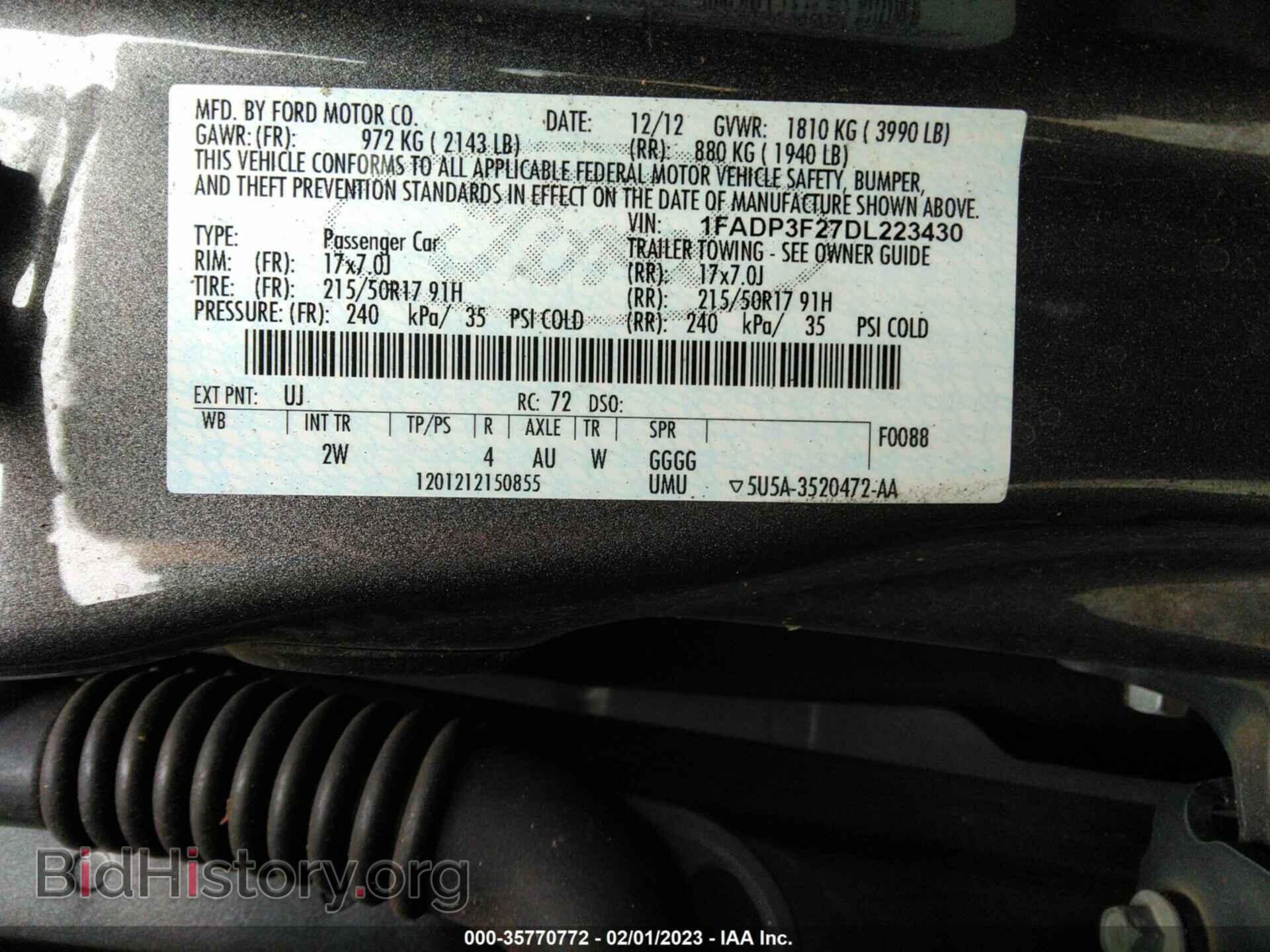 2013 FORD FOCUS - VIN: 1FADP3F27DL223430 - Фото 9