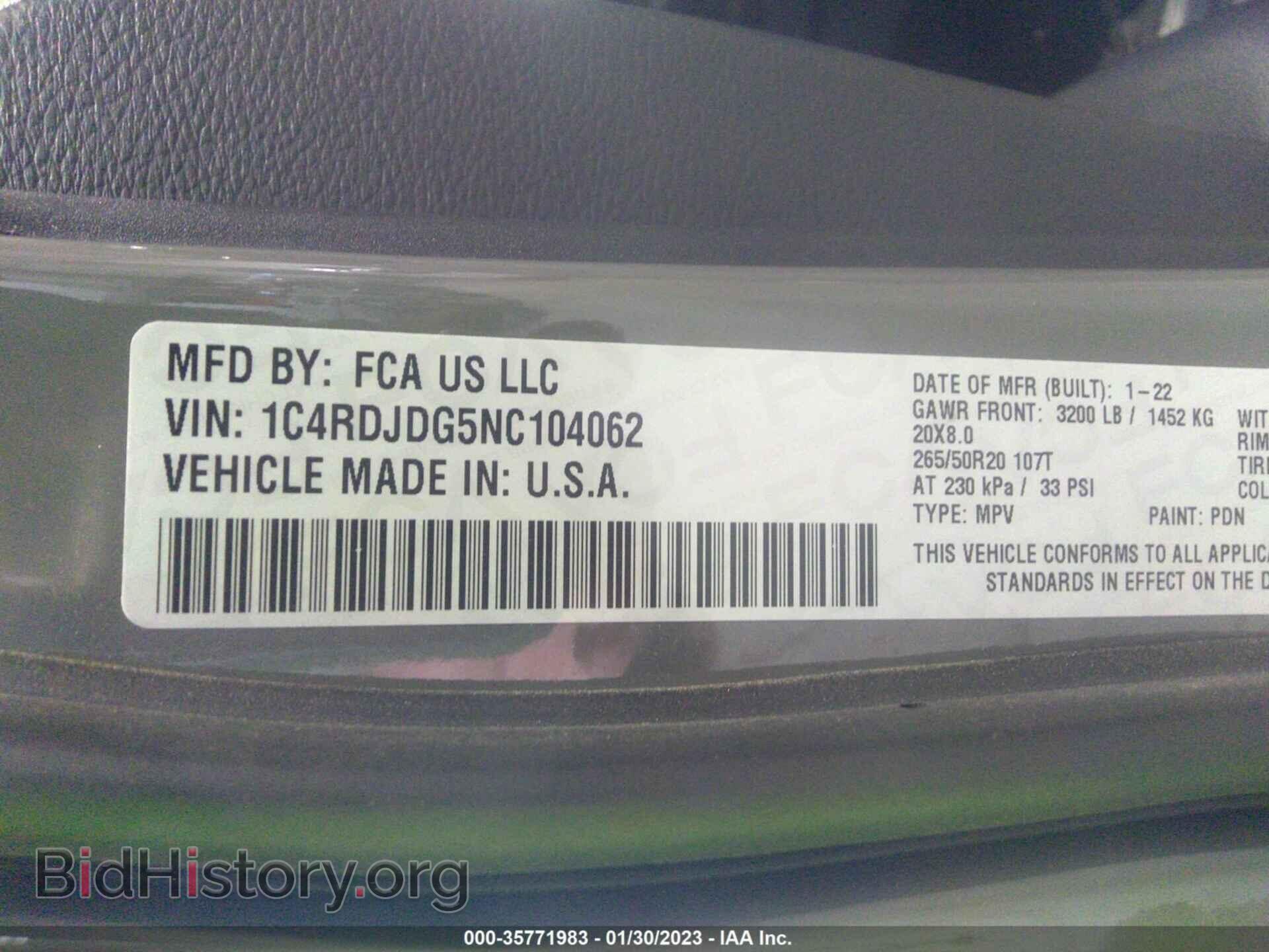 2022 DODGE DURANGO - VIN: 1C4RDJDG5NC104062 - Фото 9