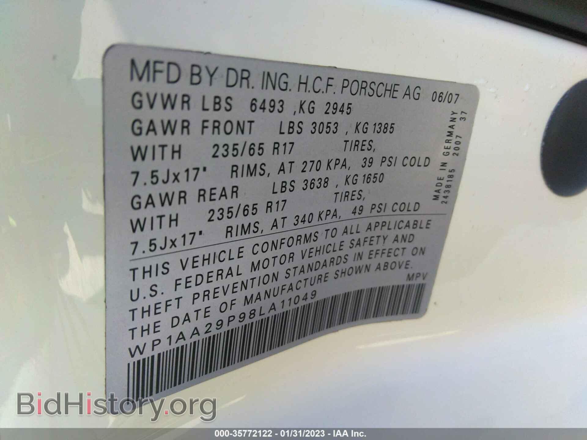2008 PORSCHE CAYENNE - VIN: WP1AA29P98LA11049 - Фото 9
