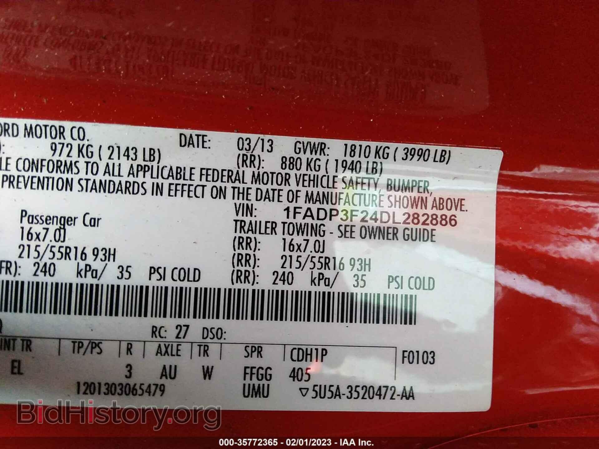 2013 FORD FOCUS - VIN: 1FADP3F24DL282886 - Фото 9