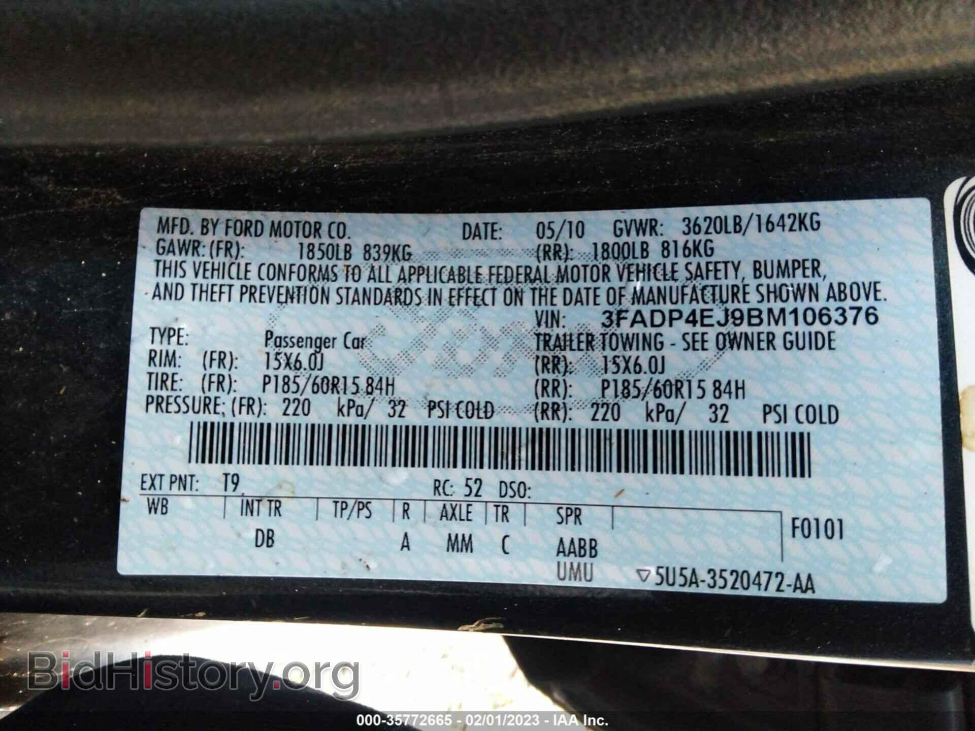 2011 FORD FIESTA - VIN: 3FADP4EJ9BM106376 - Фото 9