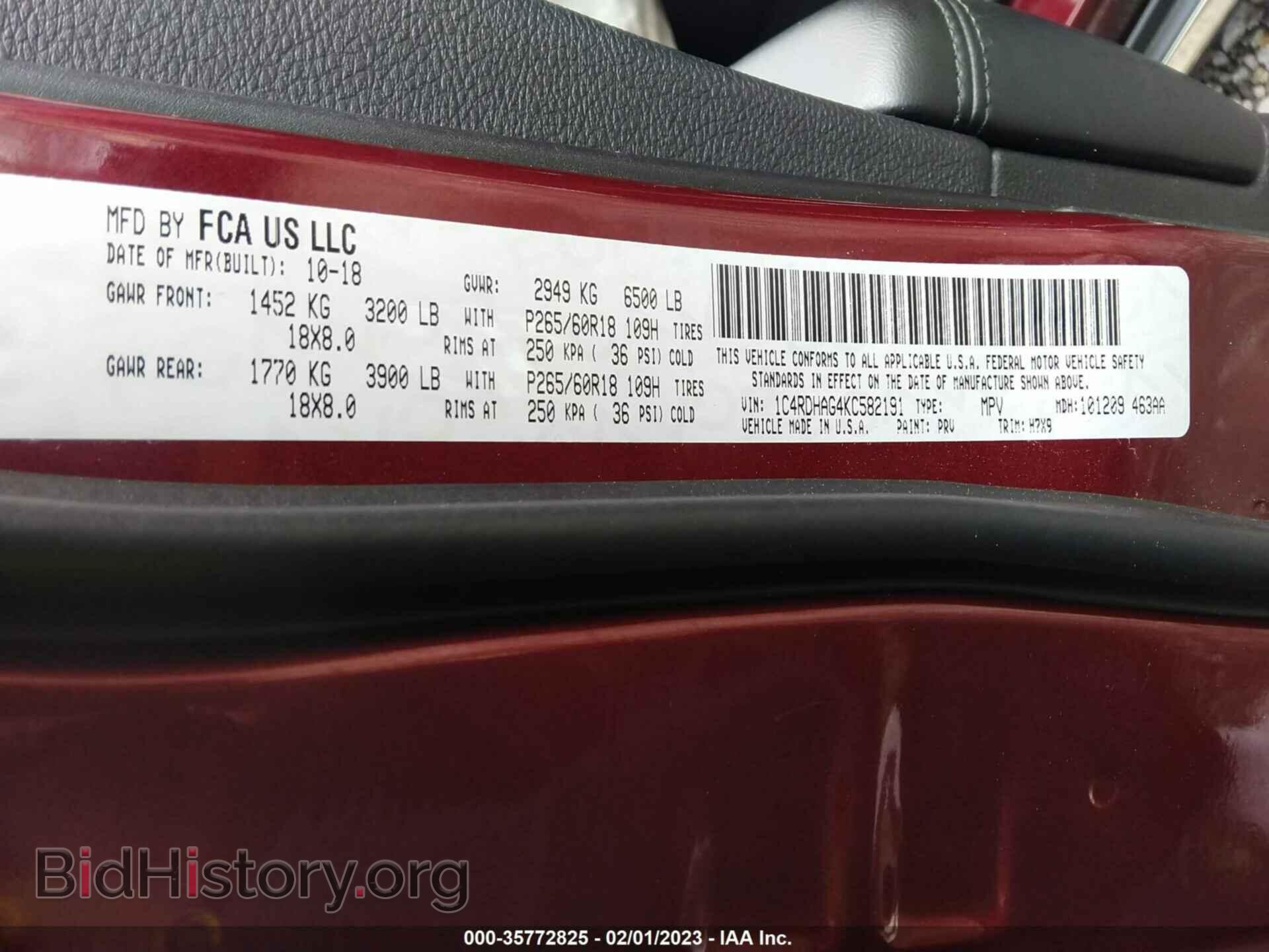 2019 DODGE DURANGO - VIN: 1C4RDHAG4KC582191 - Photo 9