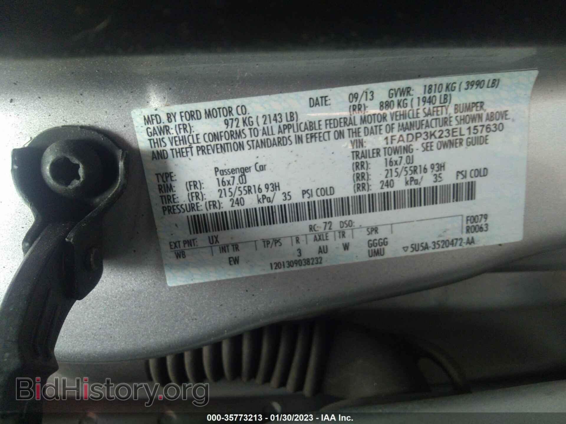 2014 FORD FOCUS - VIN: 1FADP3K23EL157630 - Фото 9