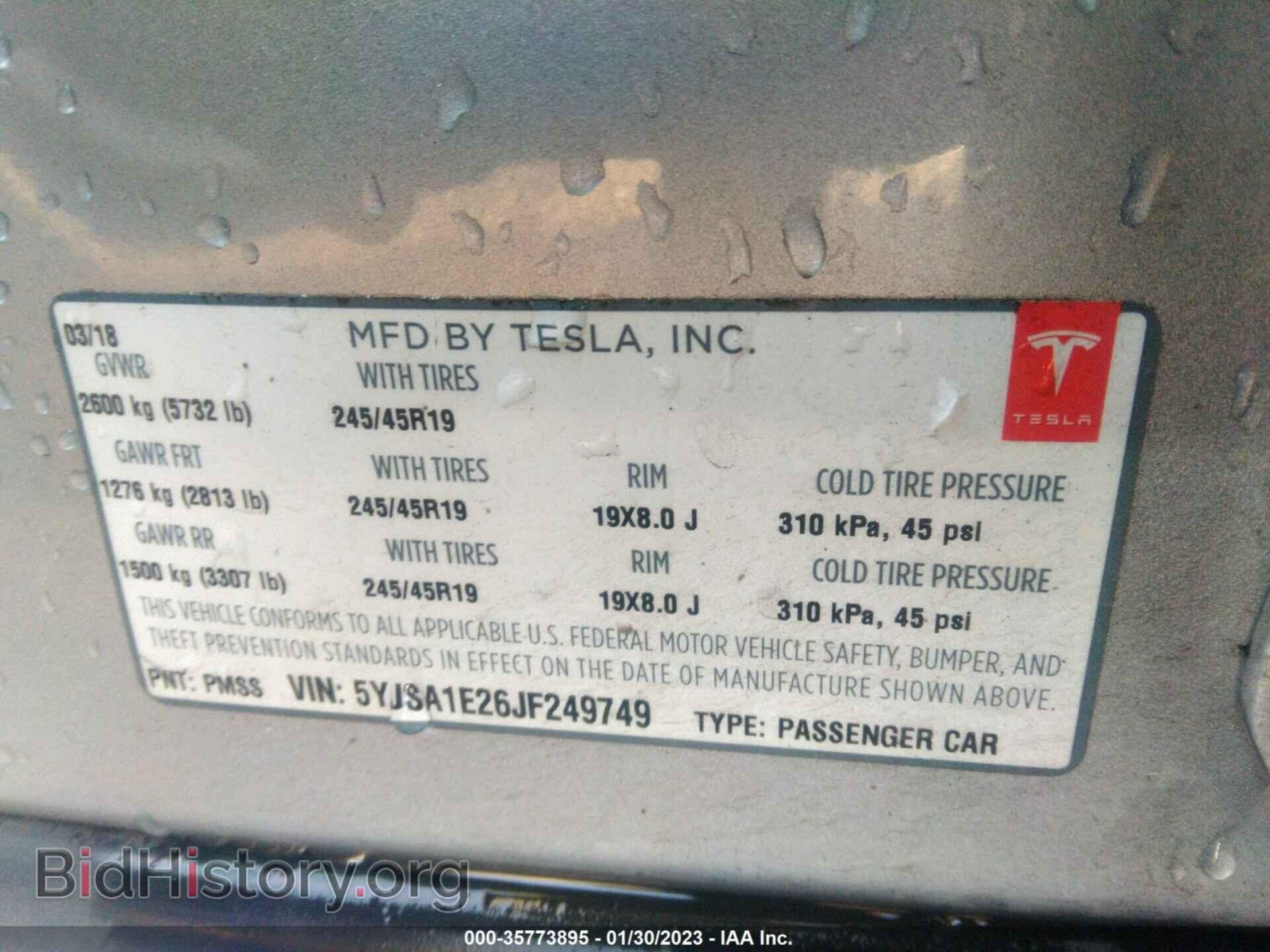2018 TESLA MODEL S - VIN: 5YJSA1E26JF249749 - Photo 9