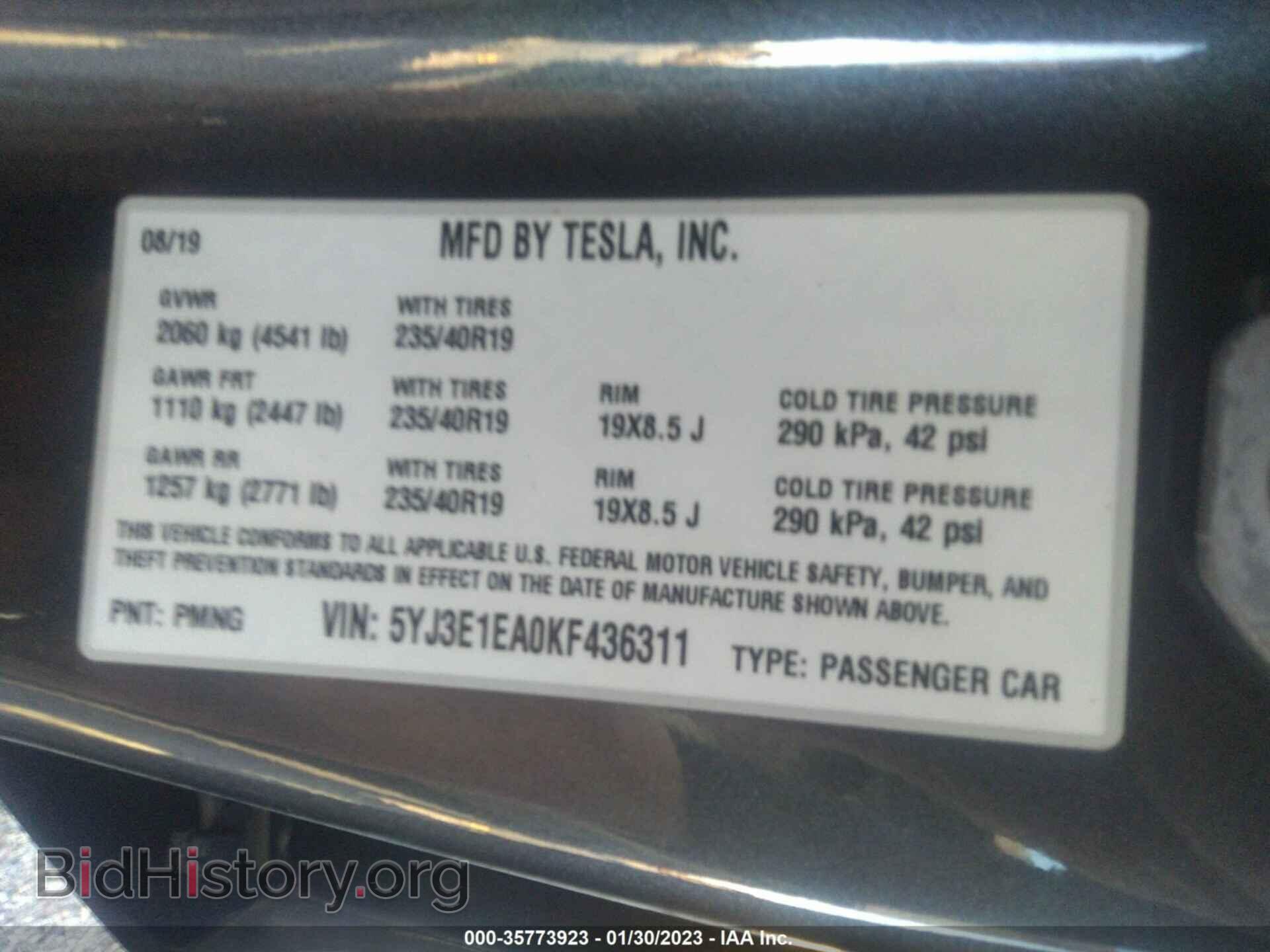 2019 TESLA MODEL 3 - VIN: 5YJ3E1EA0KF436311 - Фото 9