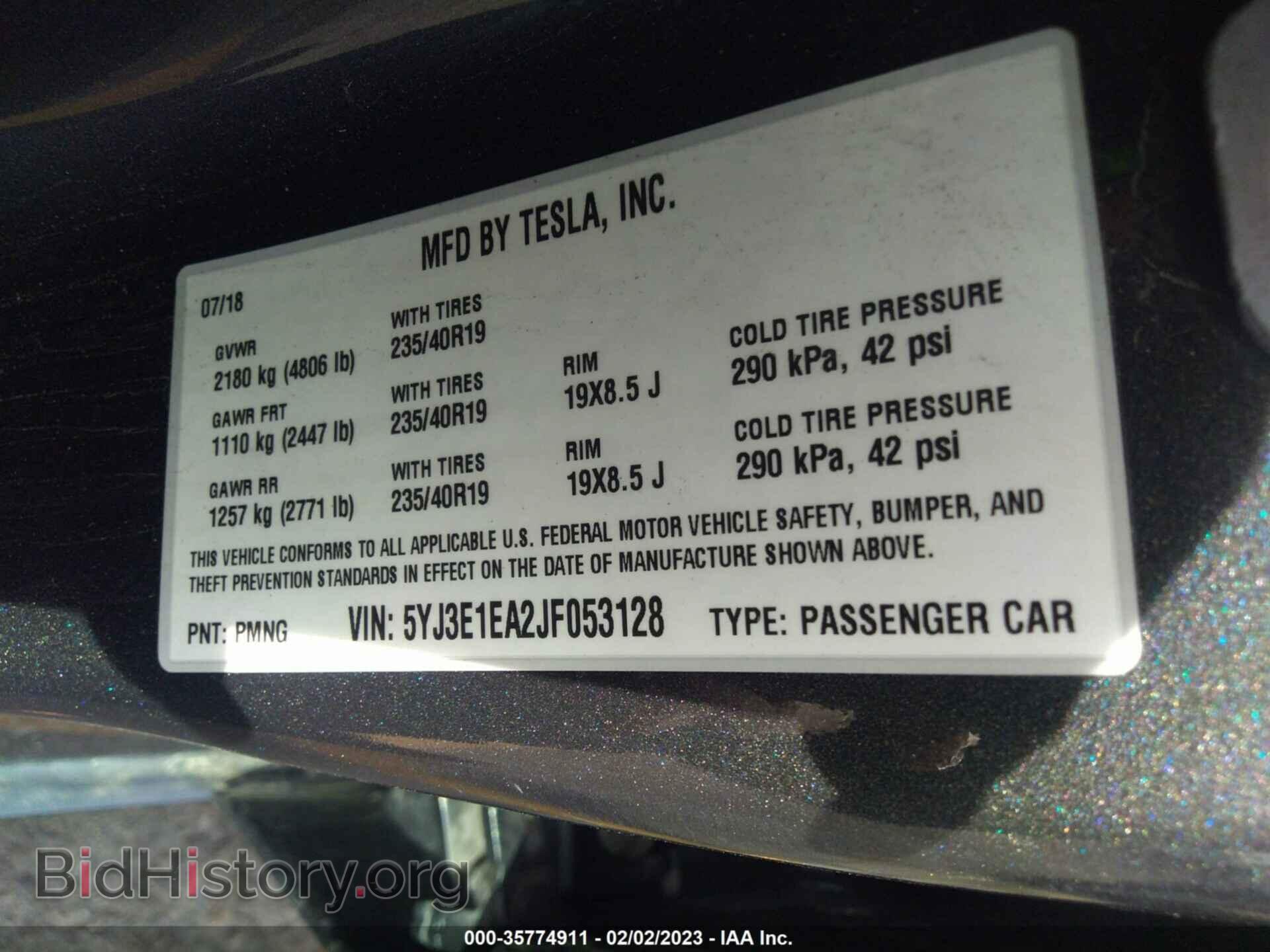 2018 TESLA MODEL 3 - VIN: 5YJ3E1EA2JF053128 - Фото 9