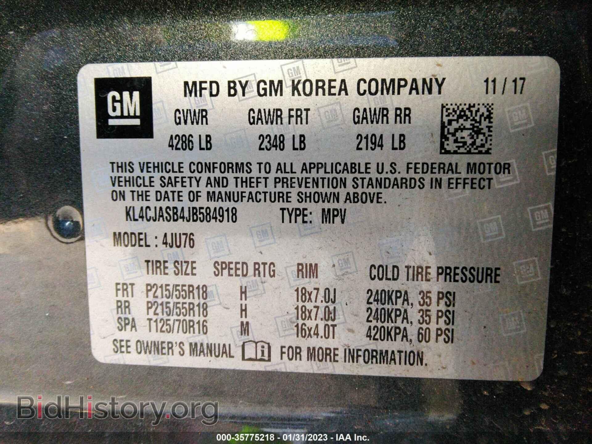 2018 BUICK ENCORE - VIN: KL4CJASB4JB584918 - Фото 9