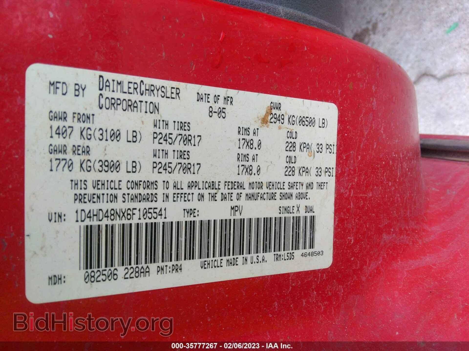 2006 DODGE DURANGO - VIN: 1D4HD48NX6F105541 - Фото 9