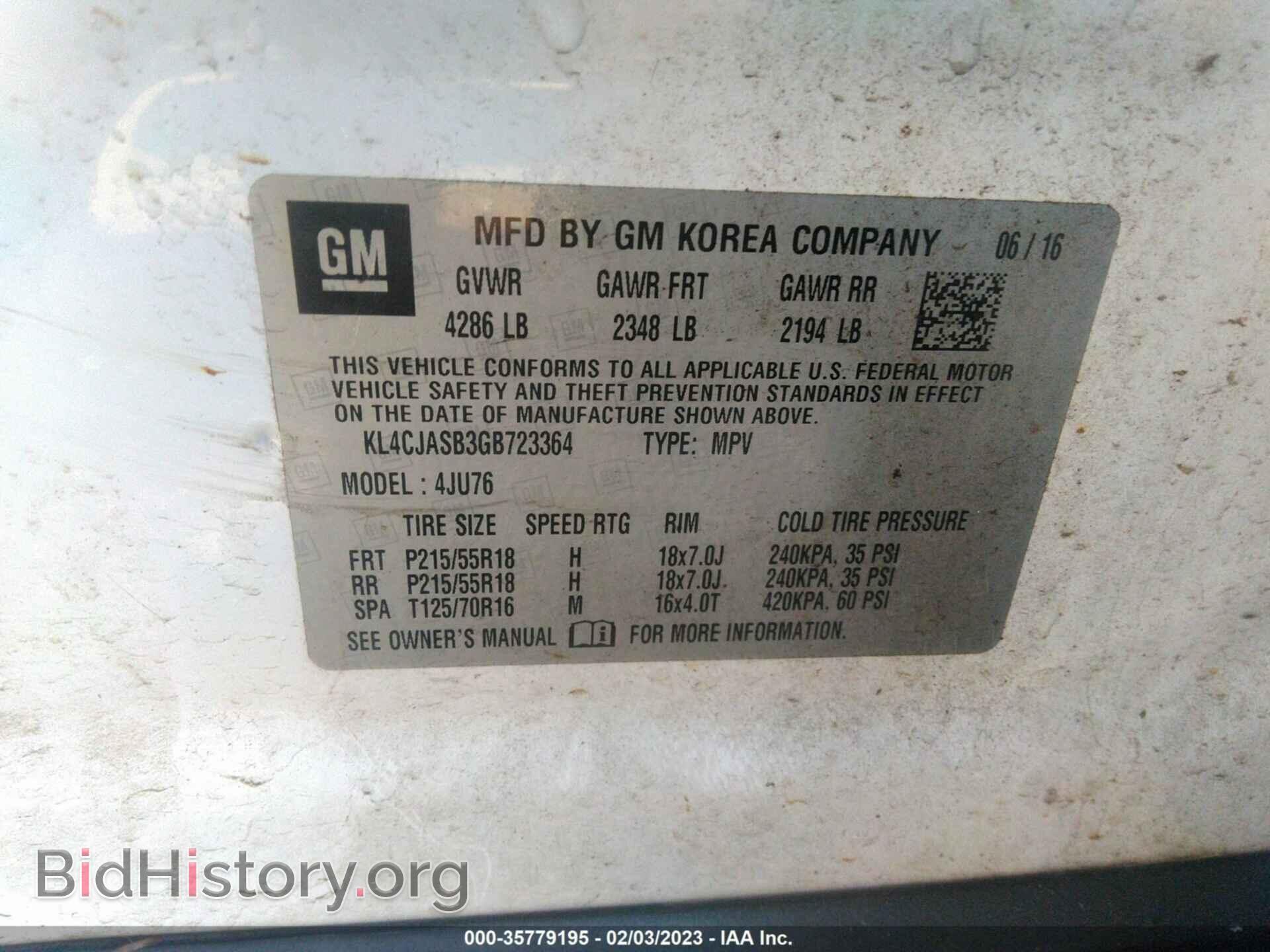 2016 BUICK ENCORE - VIN: KL4CJASB3GB723364 - Photo 9