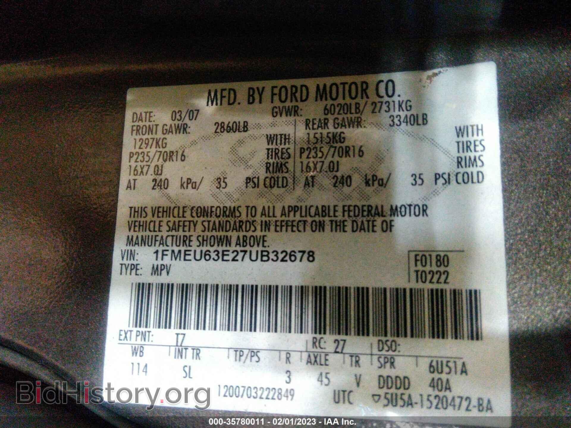 2007 FORD EXPLORER - VIN: 1FMEU63E27UB32678 - Photo 9