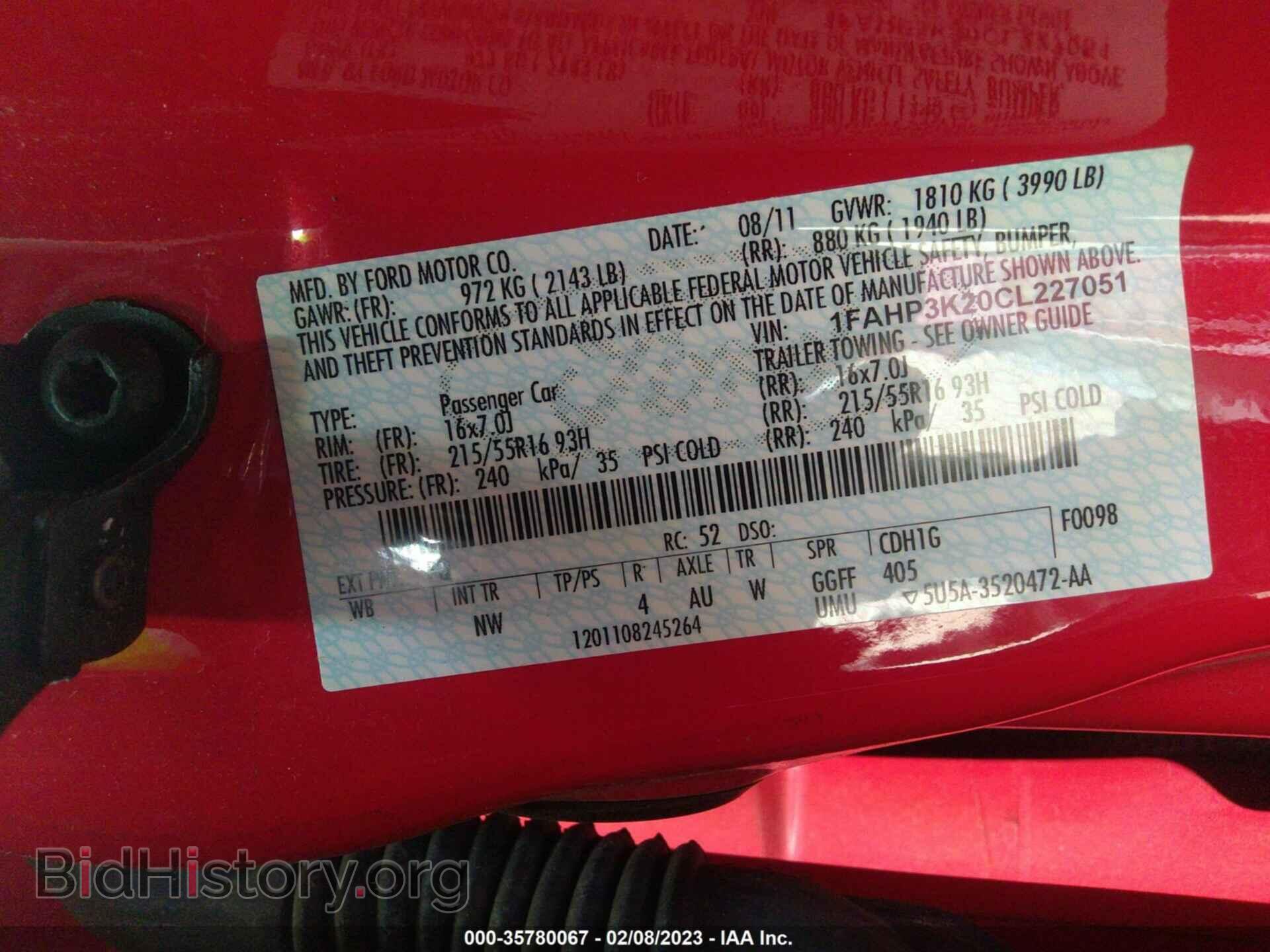 2012 FORD FOCUS - VIN: 1FAHP3K20CL227051 - Фото 9