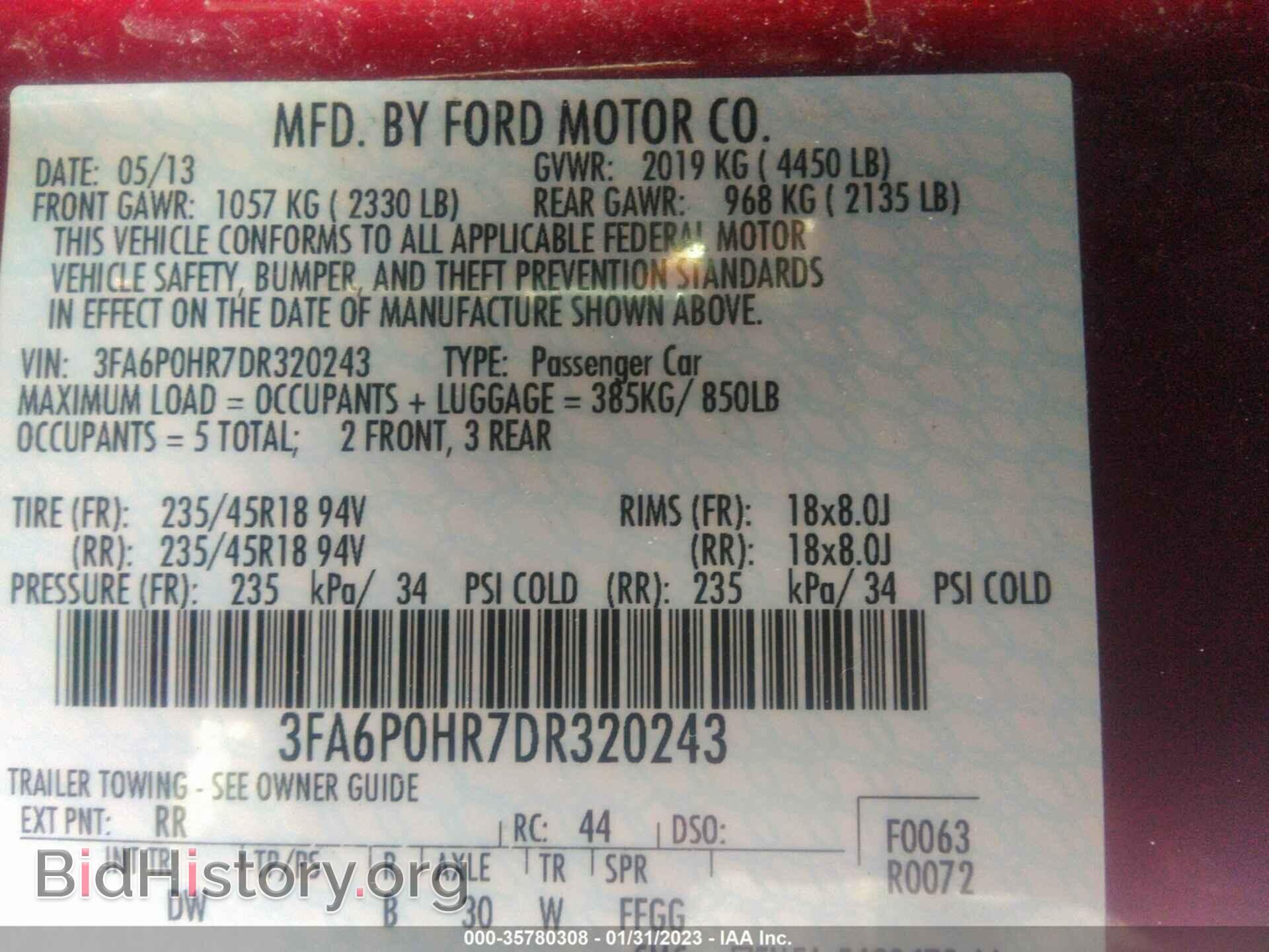 2013 FORD FUSION - VIN: 3FA6P0HR7DR320243 - Фото 9
