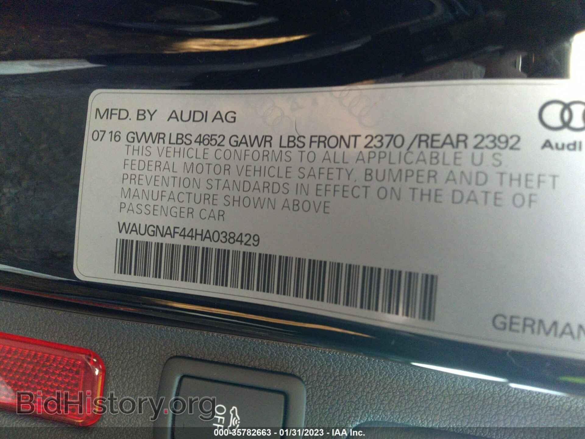 2017 AUDI A4 - VIN: WAUGNAF44HA038429 - Фото 9