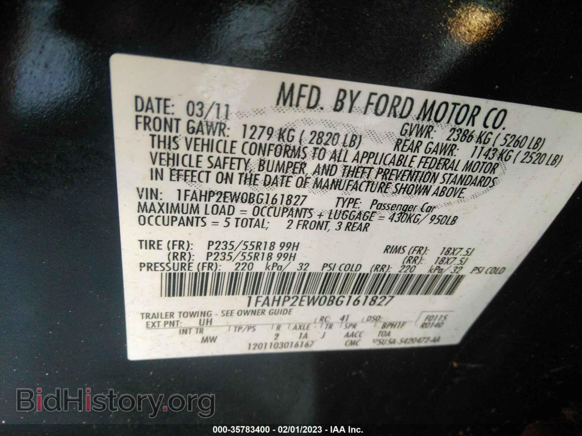 2011 FORD TAURUS - VIN: 1FAHP2EW0BG161827 - Фото 9