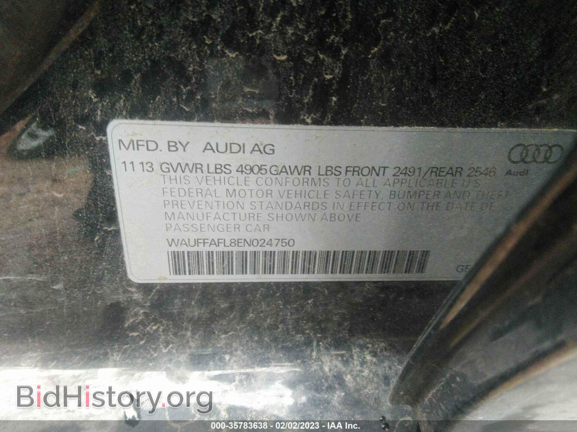 2014 AUDI A4 - VIN: WAUFFAFL8EN024750 - Фото 9