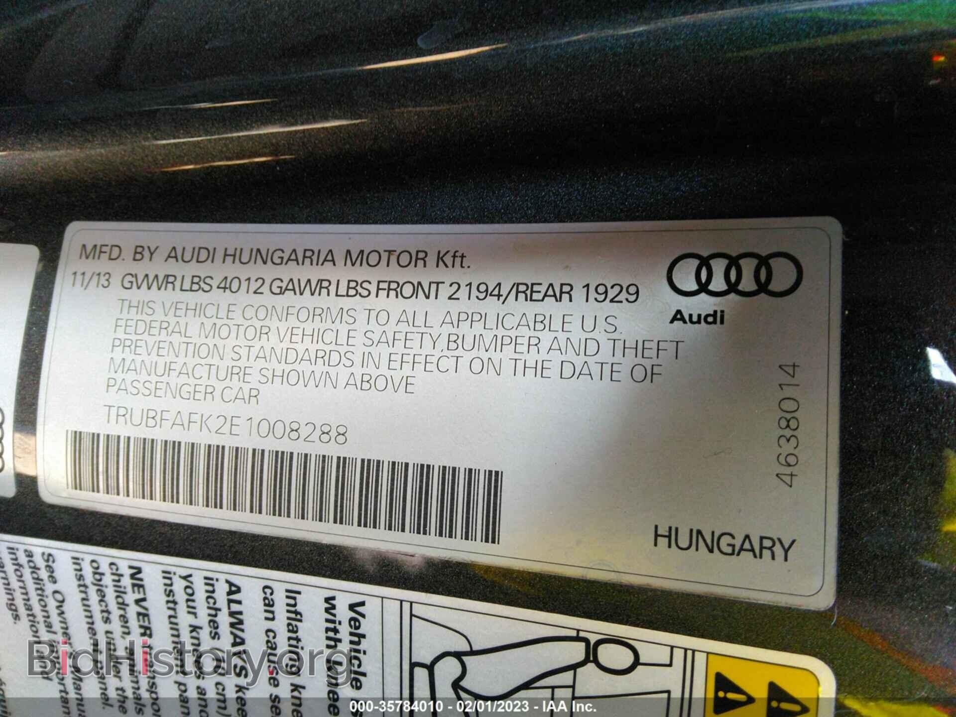 2014 AUDI TT - VIN: TRUBFAFK2E1008288 - Photo 9
