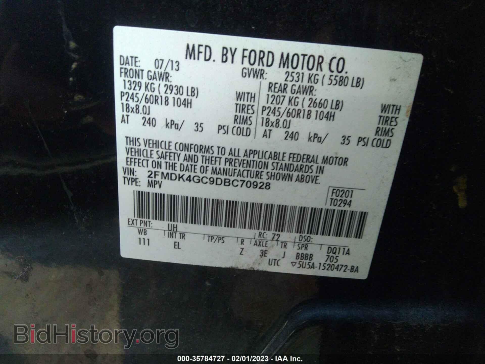 2013 FORD EDGE - VIN: 2FMDK4GC9DBC70928 - Photo 9