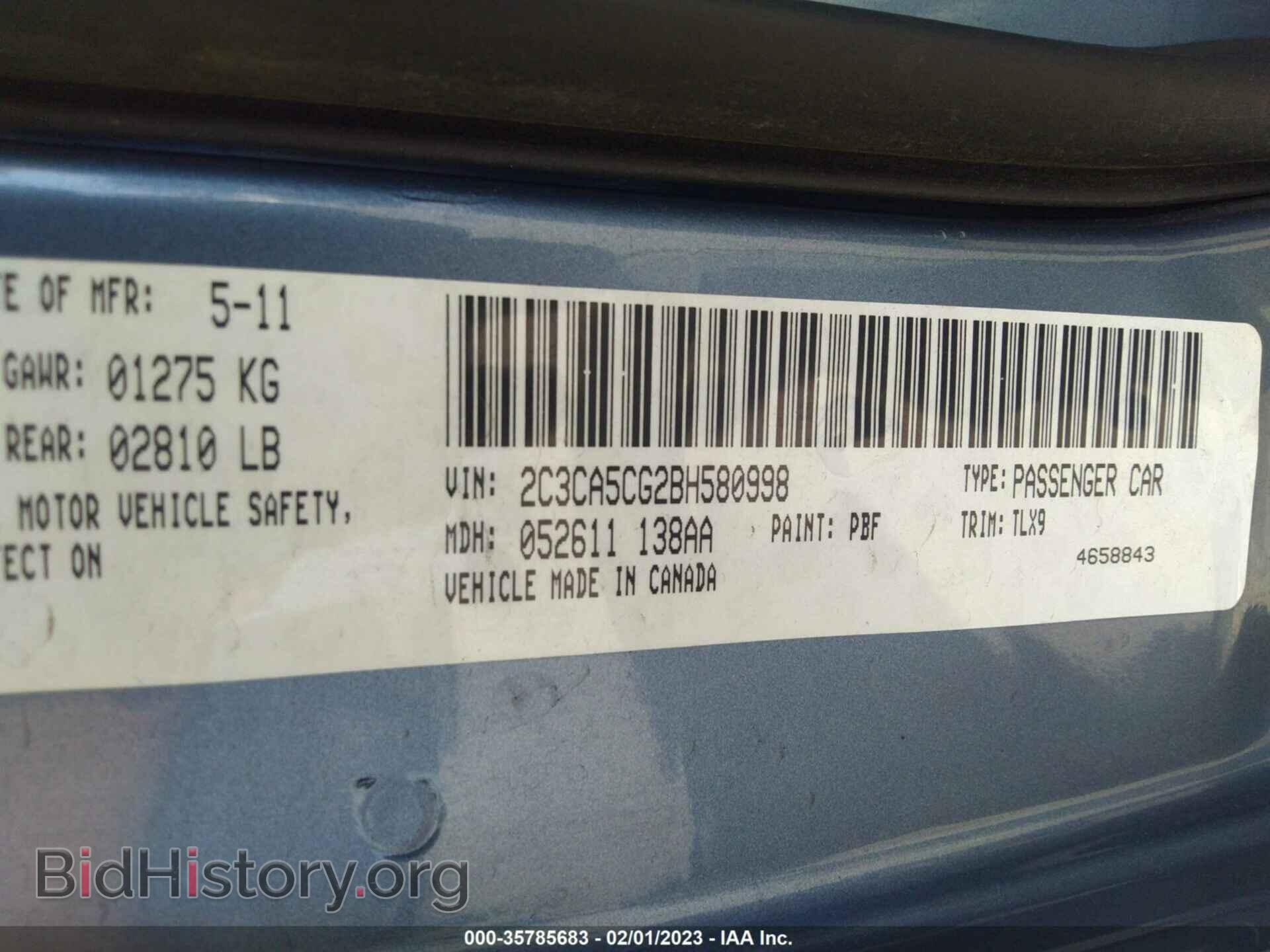 2011 CHRYSLER 300 - VIN: 2C3CA5CG2BH580998 - Фото 9
