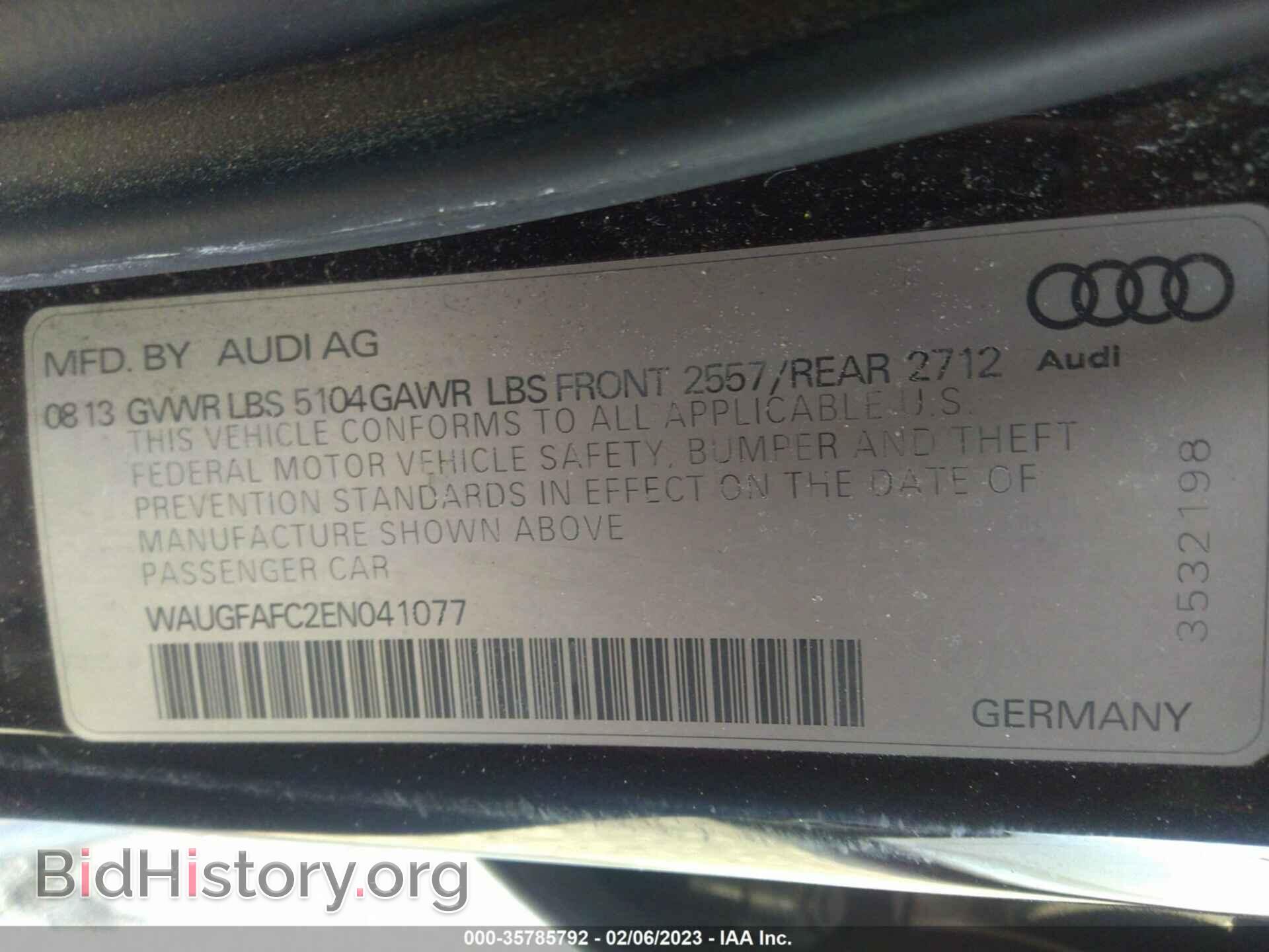 2014 AUDI A6 - VIN: WAUGFAFC2EN041077 - Фото 9