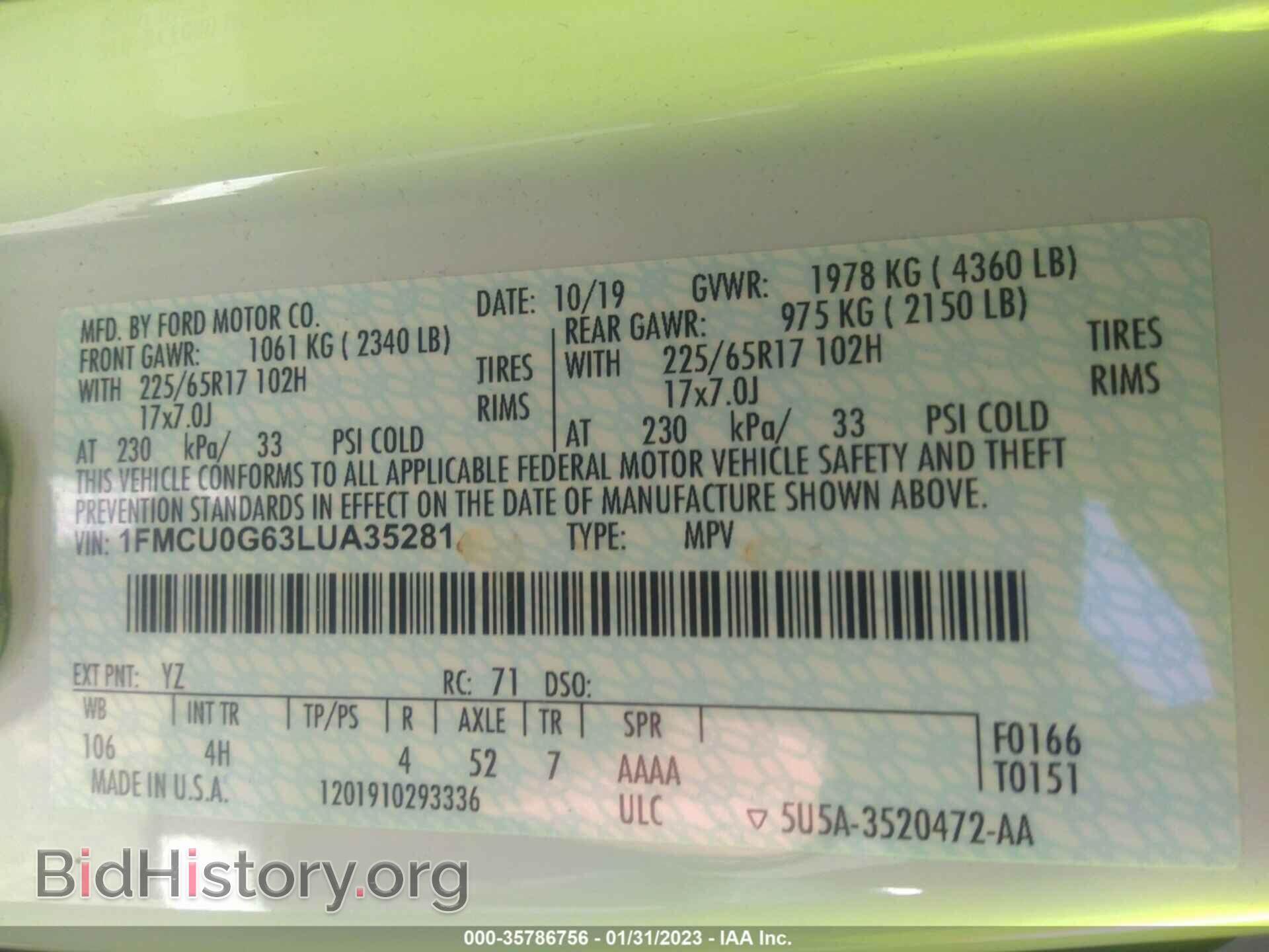 2020 FORD ESCAPE - VIN: 1FMCU0G63LUA35281 - Photo 9