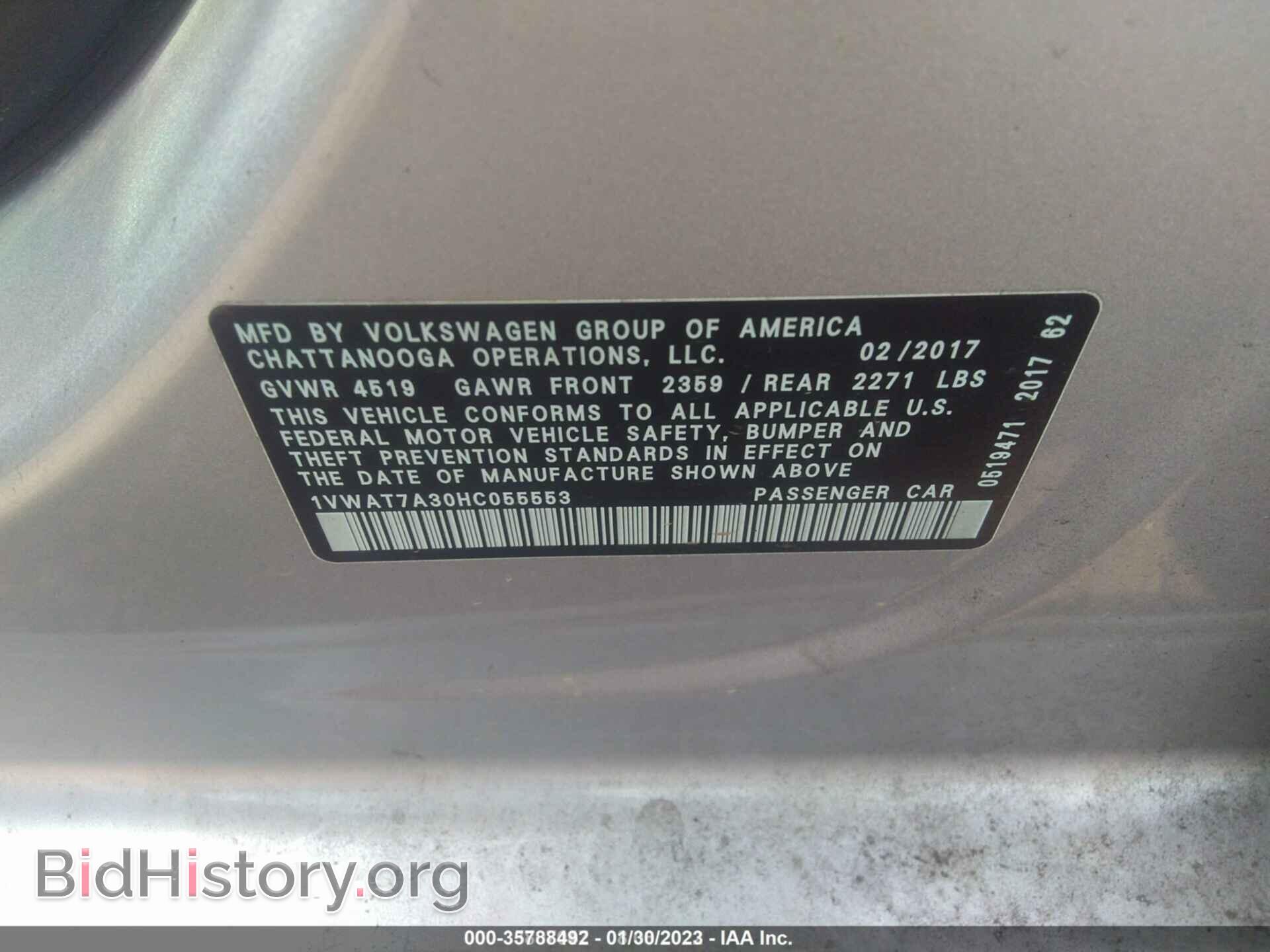 2017 VOLKSWAGEN PASSAT - VIN: 1VWAT7A30HC055553 - Фото 9