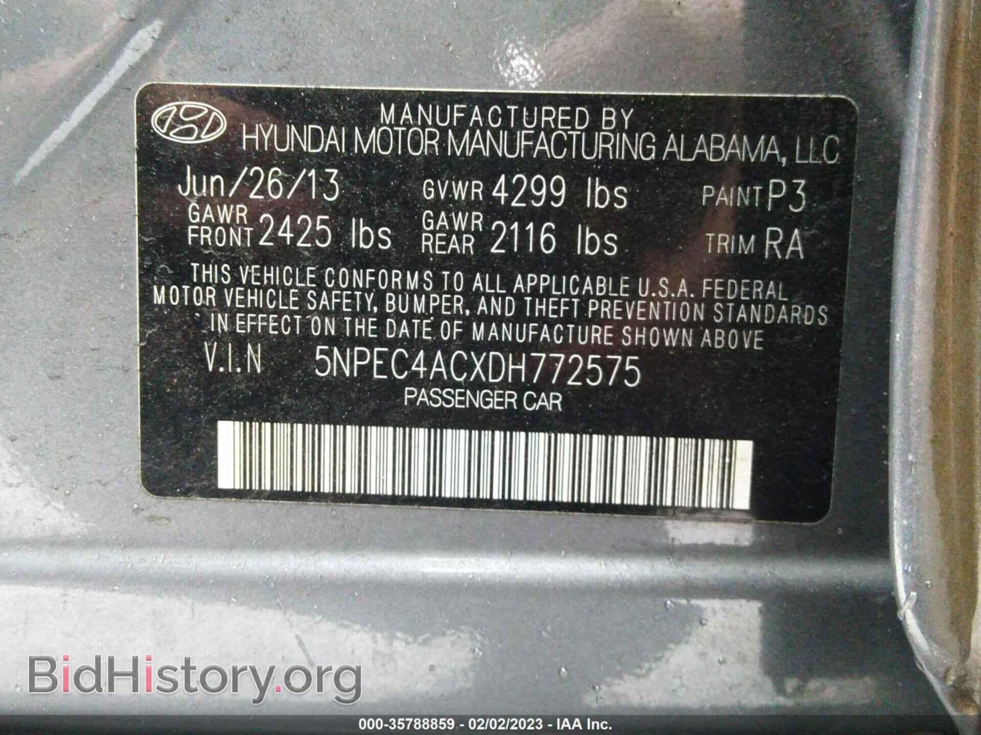 2013 HYUNDAI SONATA - VIN: 5NPEC4ACXDH772575 - Фото 9