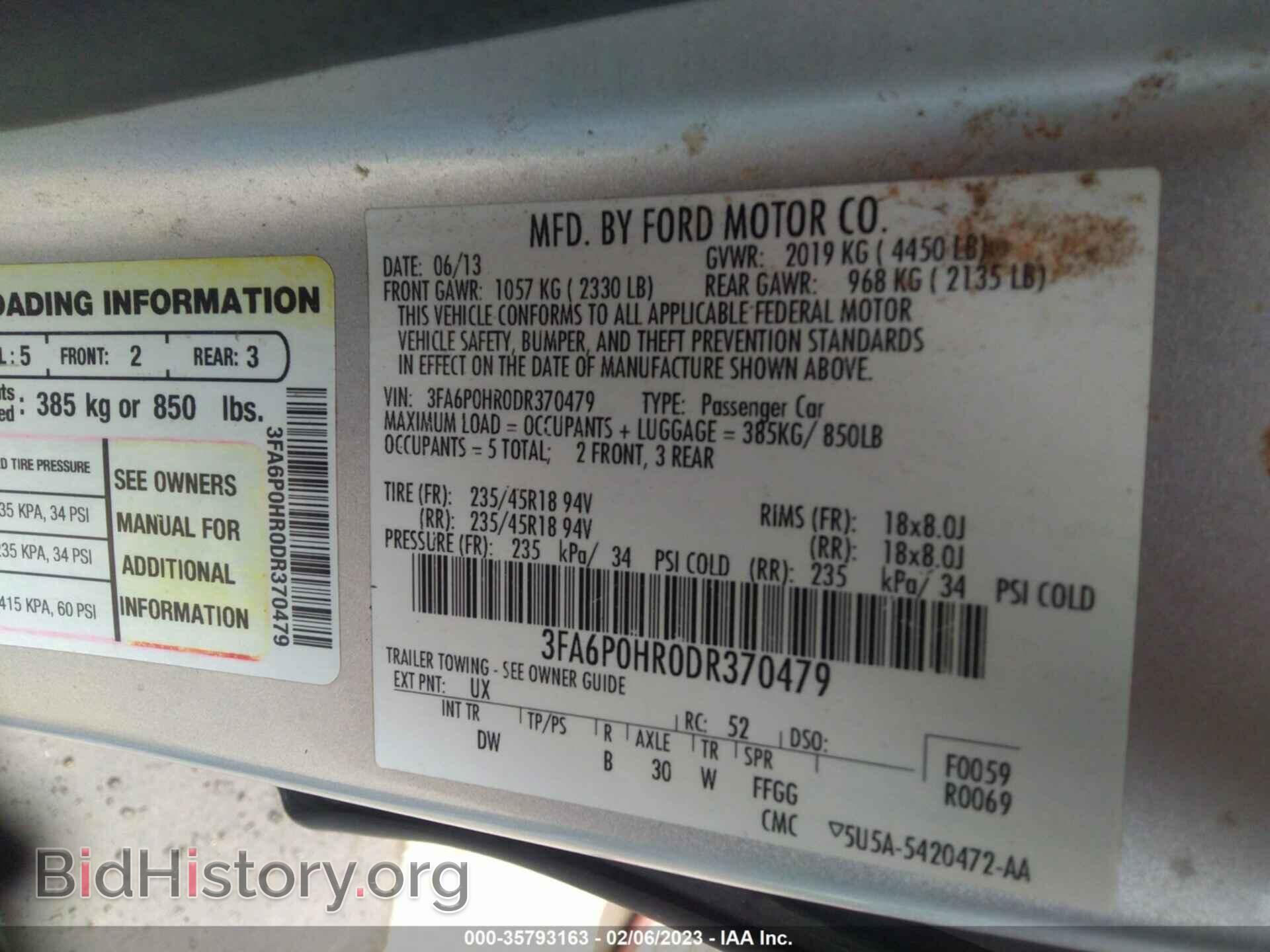 2013 FORD FUSION - VIN: 3FA6P0HR0DR370479 - Фото 9