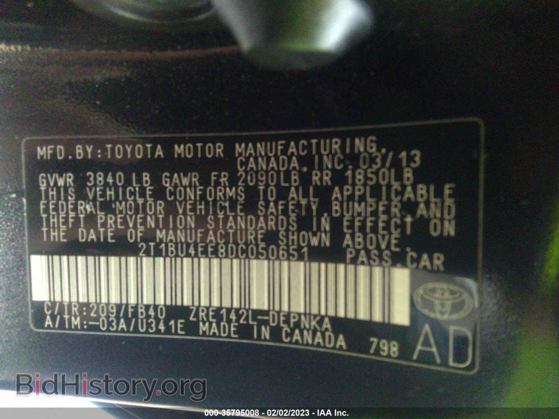 2013 TOYOTA COROLLA - VIN: 2T1BU4EE8DC050651 - Фото 9