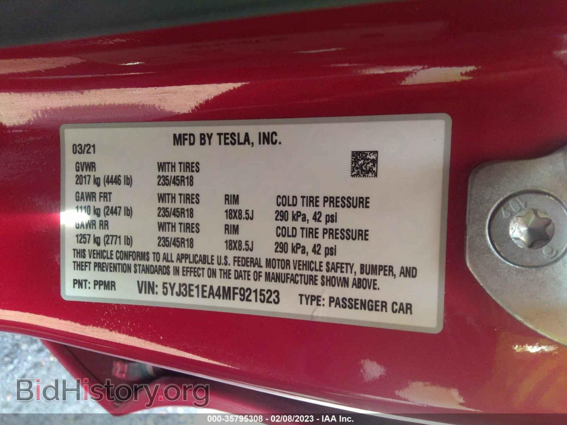 2021 TESLA MODEL 3 - VIN: 5YJ3E1EA4MF921523 - Photo 9