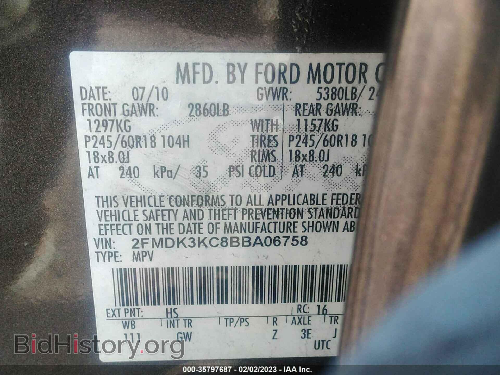 2011 FORD EDGE - VIN: 2FMDK3KC8BBA06758 - Photo 9