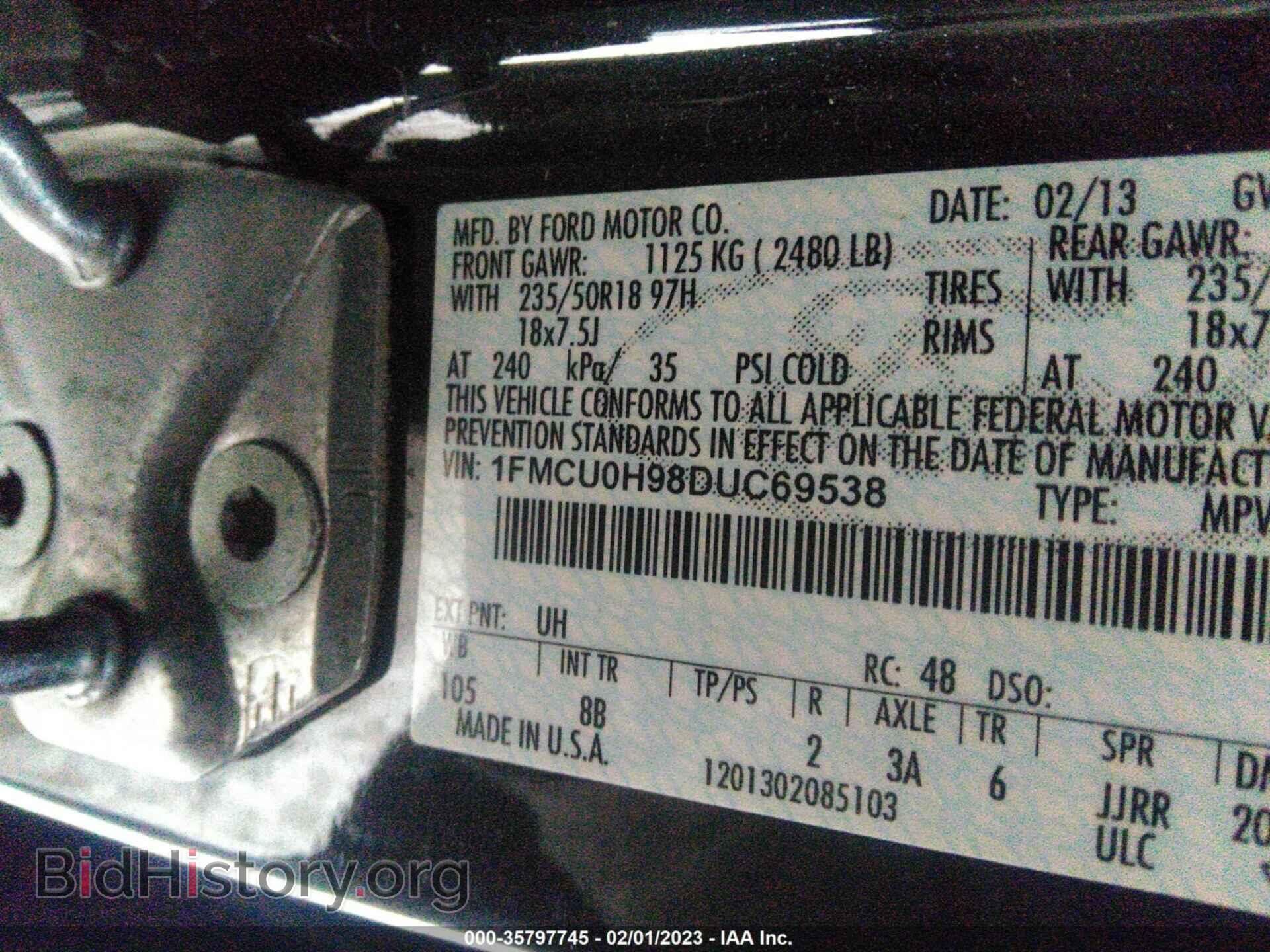 2013 FORD ESCAPE - VIN: 1FMCU0H98DUC69538 - Фото 9