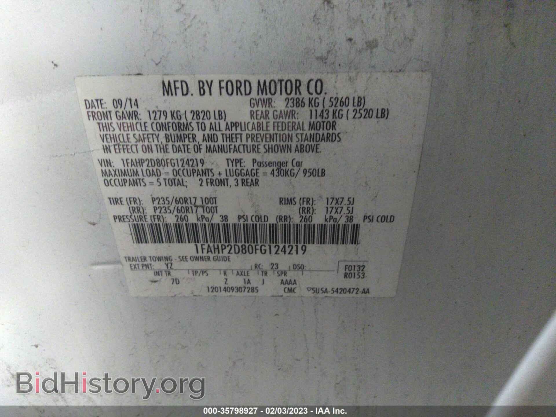 2015 FORD TAURUS - VIN: 1FAHP2D80FG124219 - Фото 9