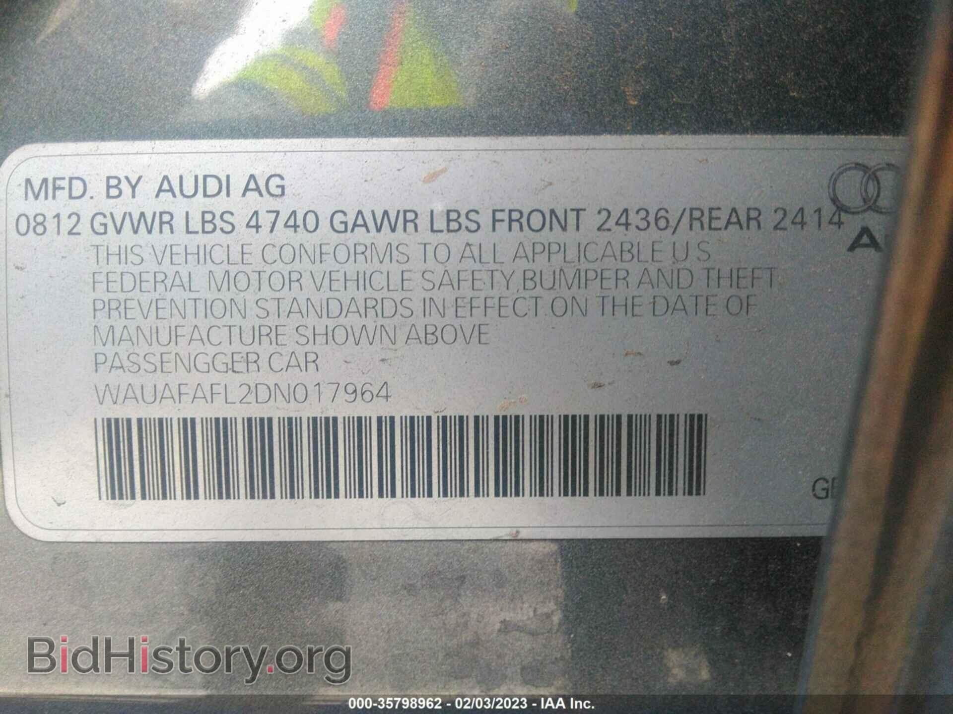 2013 AUDI A4 - VIN: WAUAFAFL2DN017964 - Photo 9
