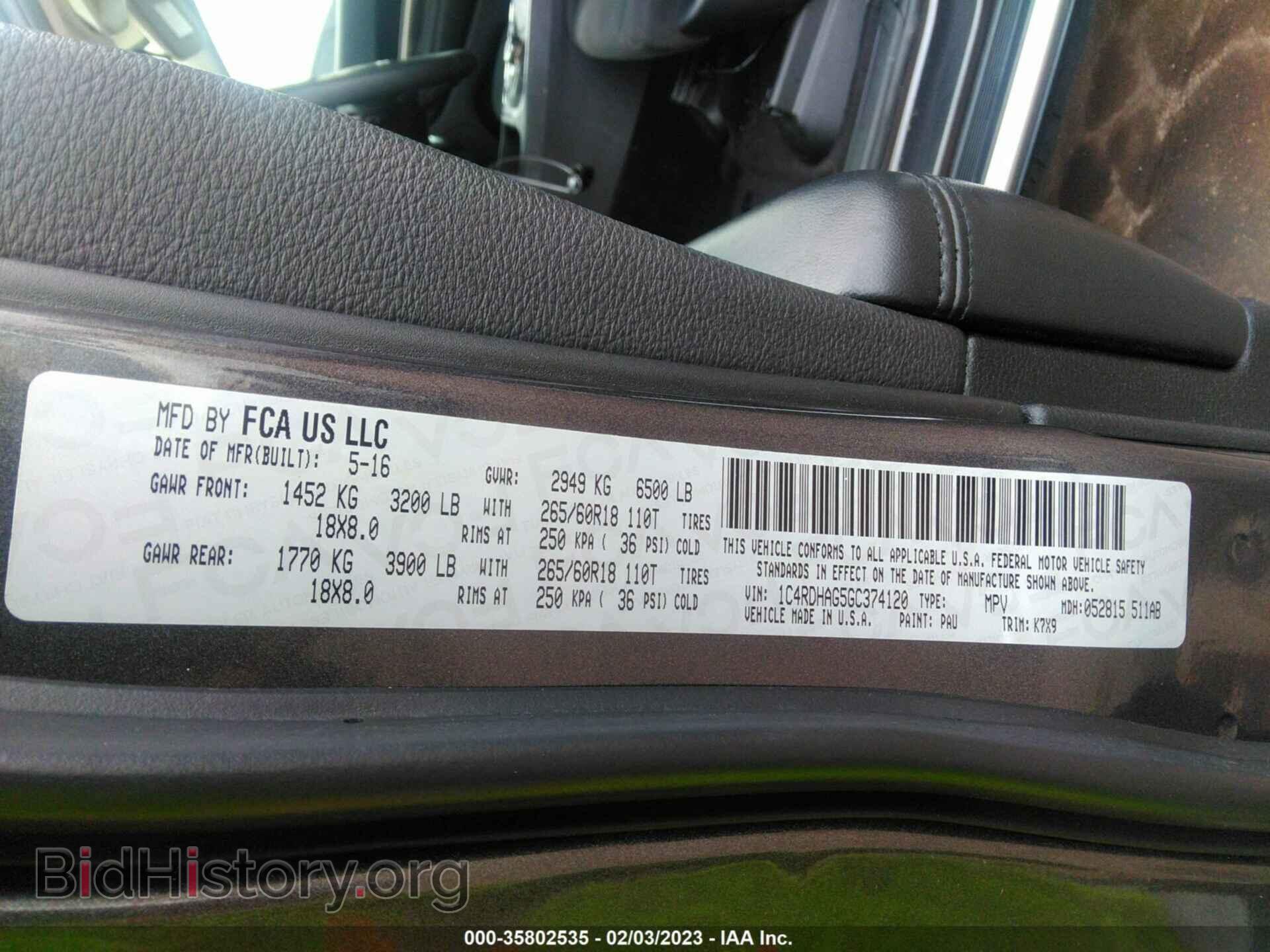 2016 DODGE DURANGO - VIN: 1C4RDHAG5GC374120 - Photo 9