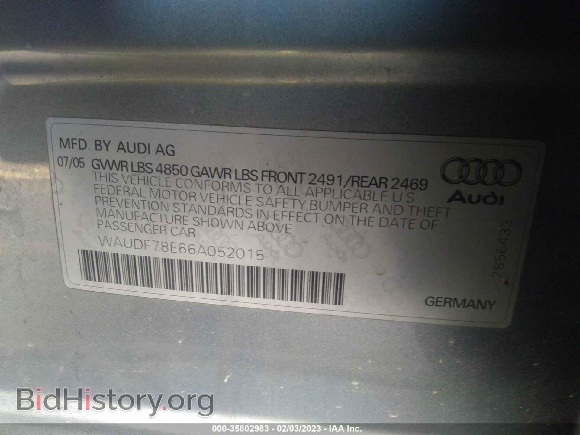 2006 AUDI A4 - VIN: WAUDF78E66A052015 - Фото 9