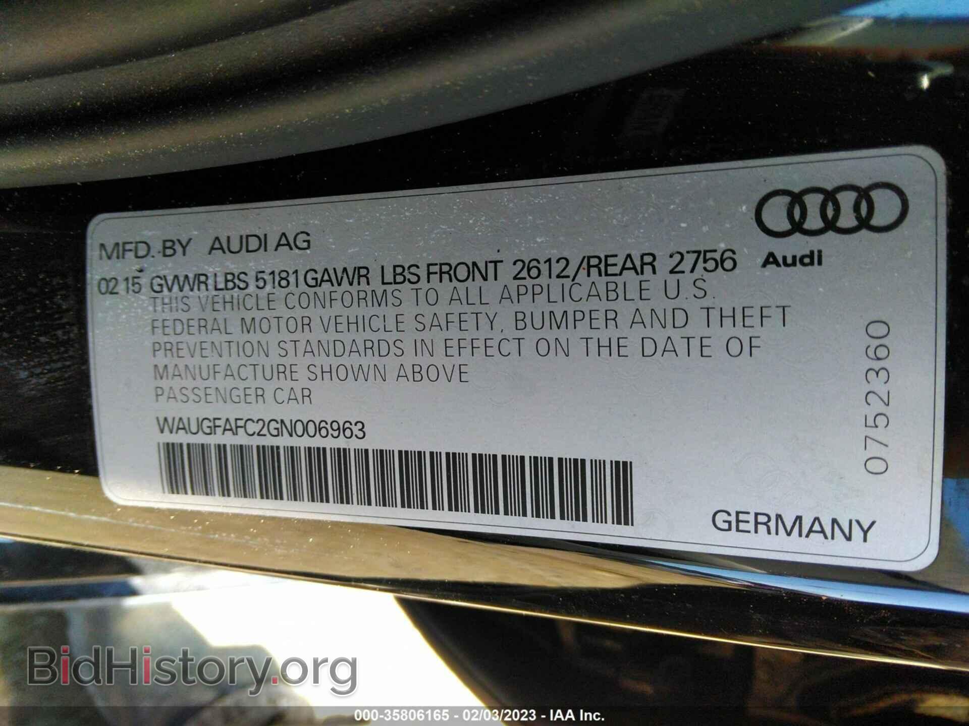 2016 AUDI A6 - VIN: WAUGFAFC2GN006963 - Фото 9