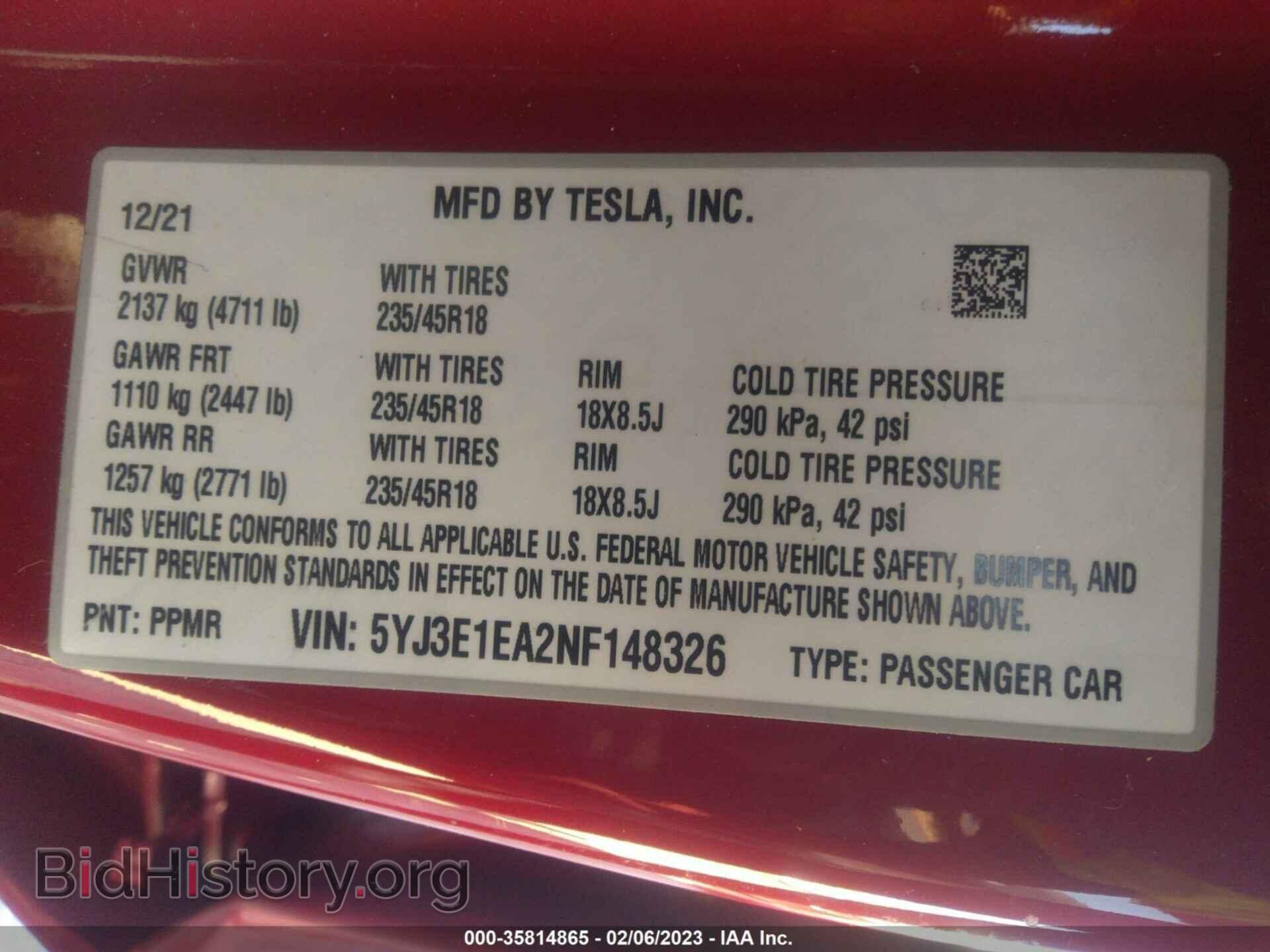 2022 TESLA MODEL 3 - VIN: 5YJ3E1EA2NF148326 - Фото 9