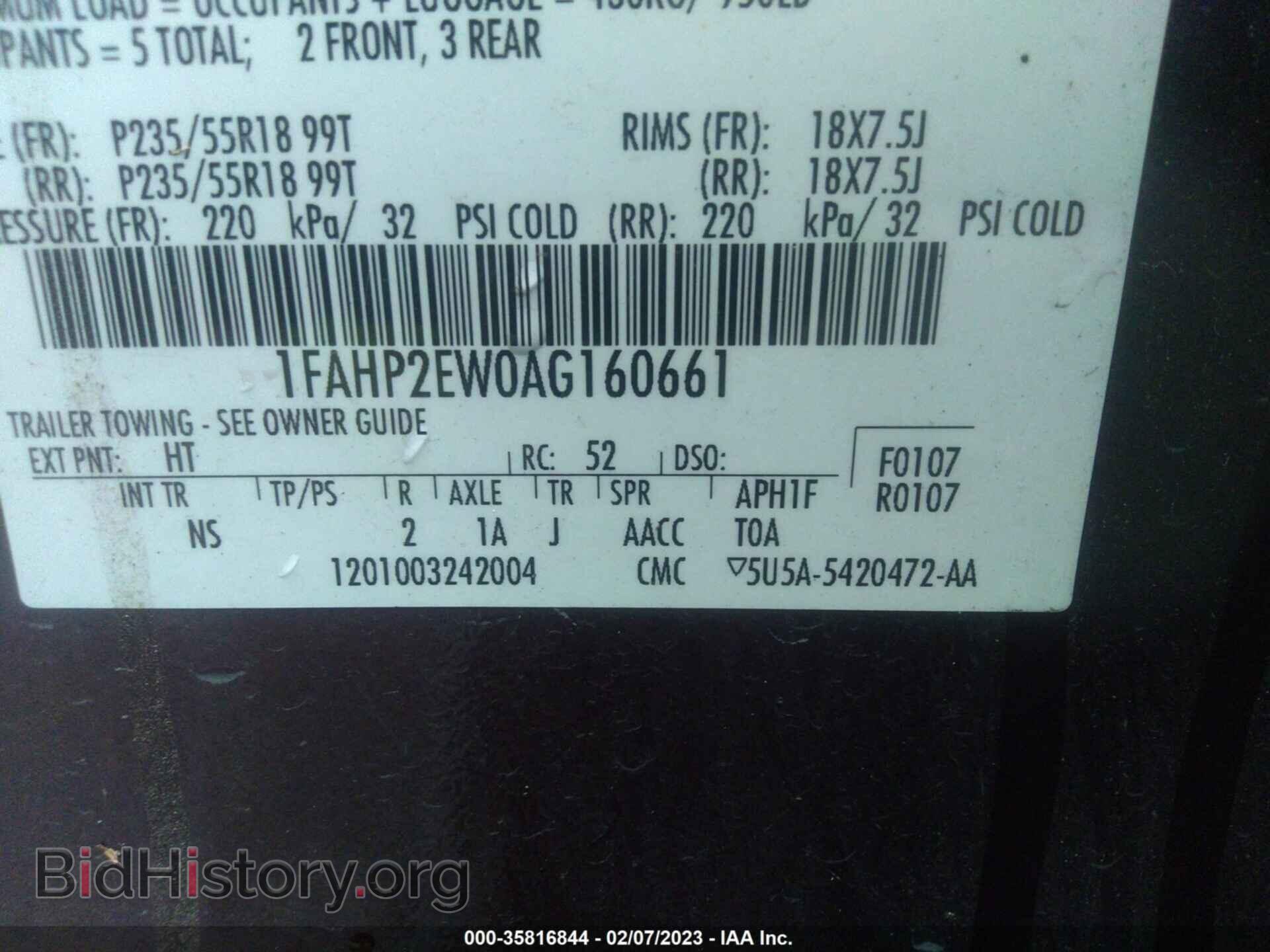 2010 FORD TAURUS - VIN: 1FAHP2EW0AG160661 - Photo 9