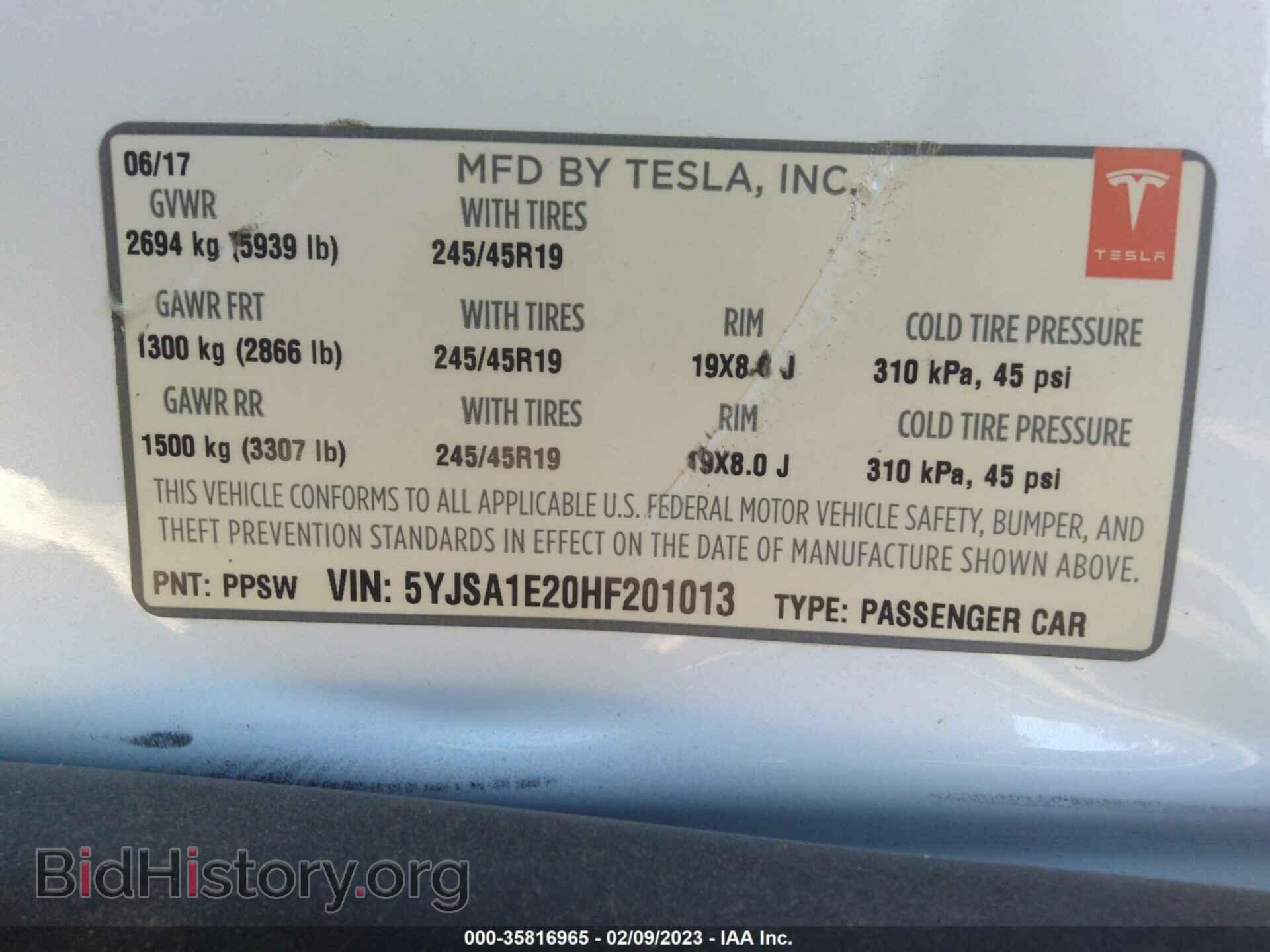 2017 TESLA MODEL S - VIN: 5YJSA1E20HF201013 - Photo 9