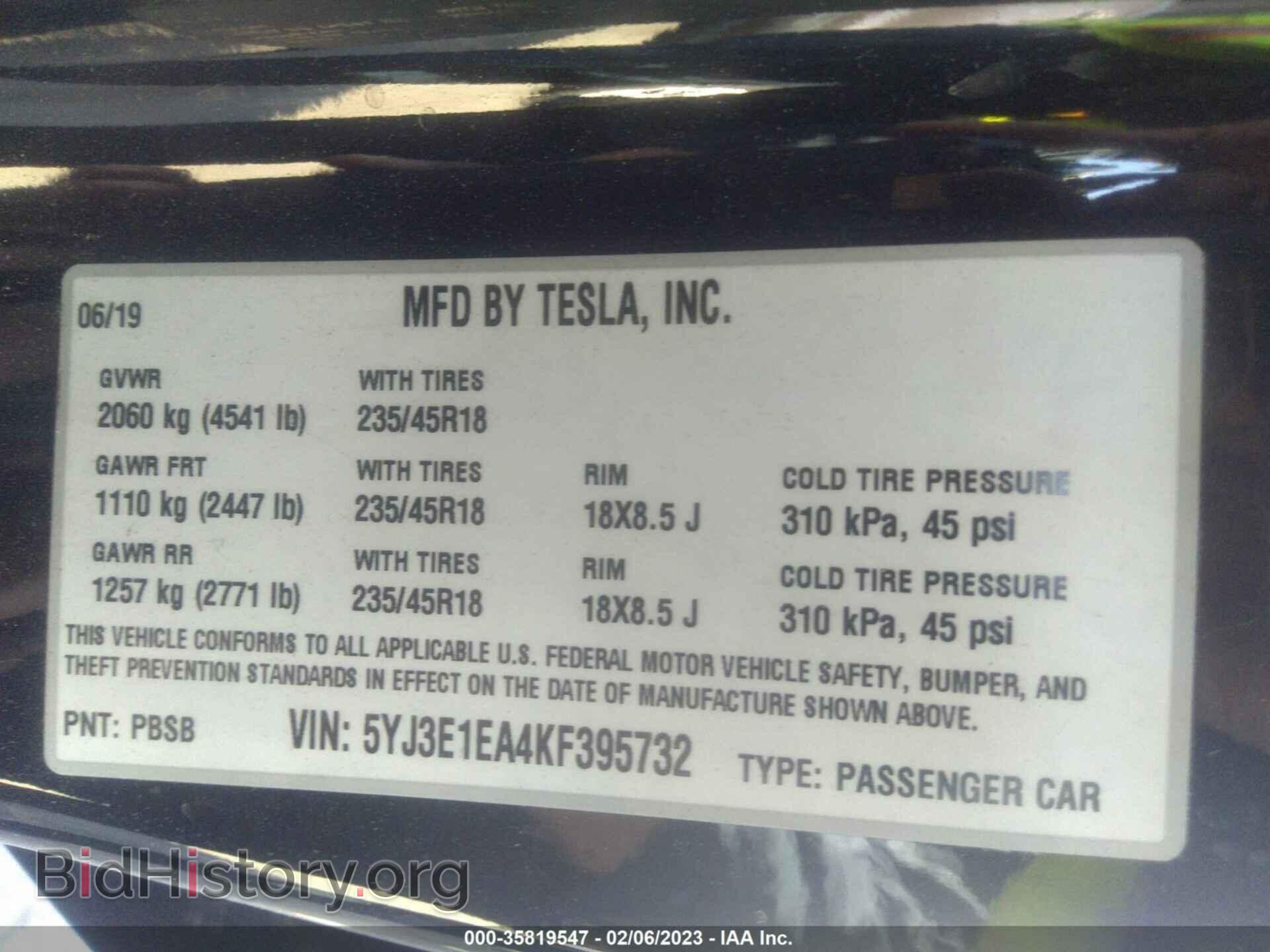 2019 TESLA MODEL 3 - VIN: 5YJ3E1EA4KF395732 - Photo 9