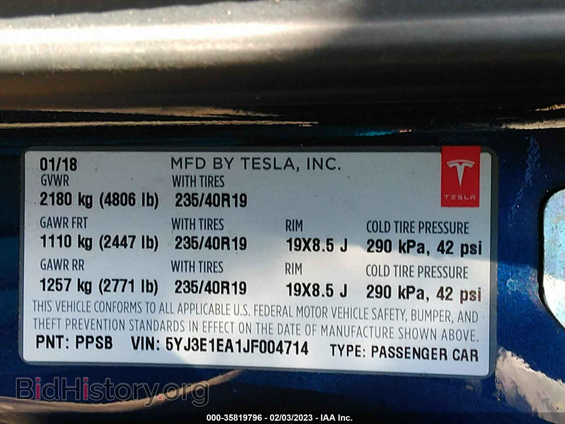 2018 TESLA MODEL 3 - VIN: 5YJ3E1EA1JF004714 - Photo 9
