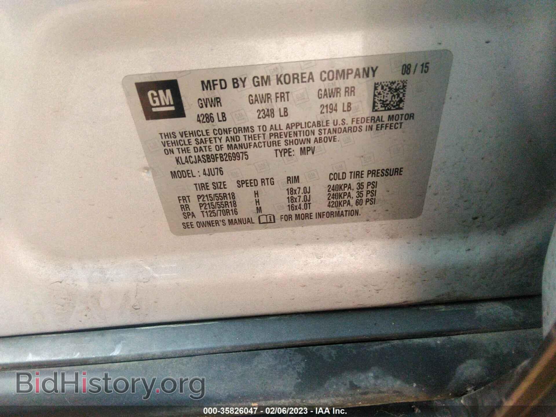 2015 BUICK ENCORE - VIN: KL4CJASB9FB269975 - Photo 9