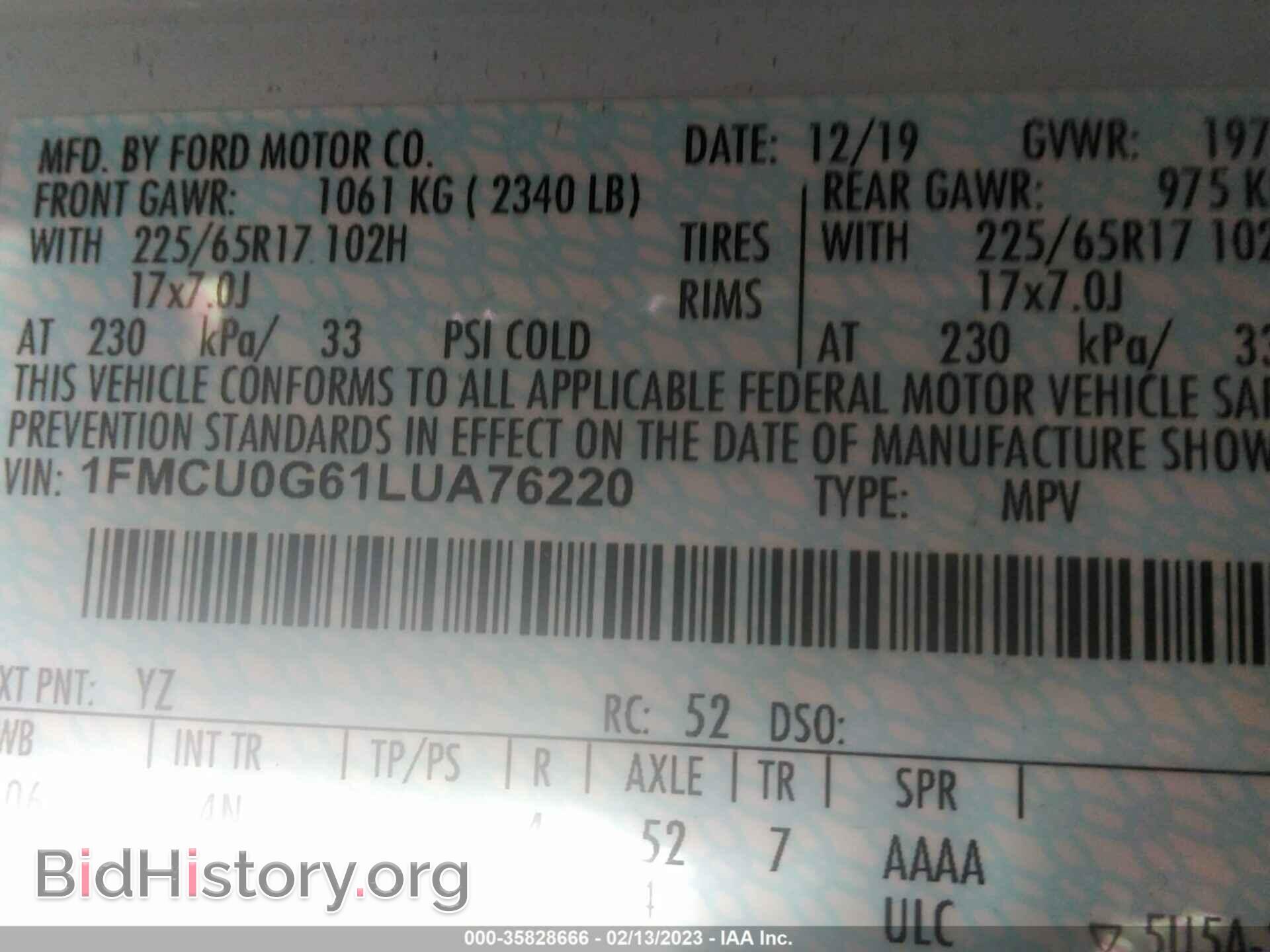 2020 FORD ESCAPE - VIN: 1FMCU0G61LUA76220 - Фото 9