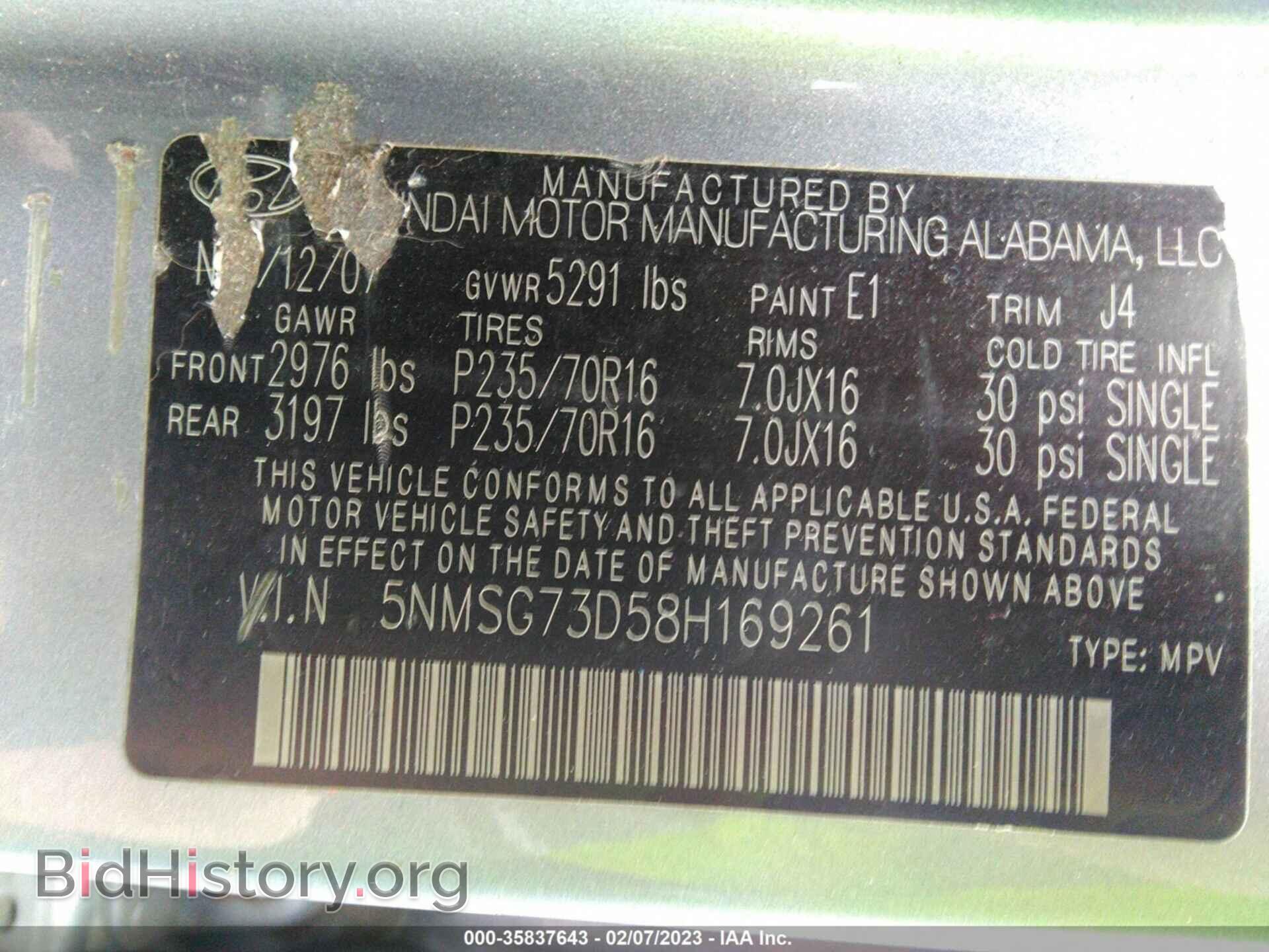2008 HYUNDAI SANTA FE - VIN: 5NMSG73D58H169261 - Фото 9