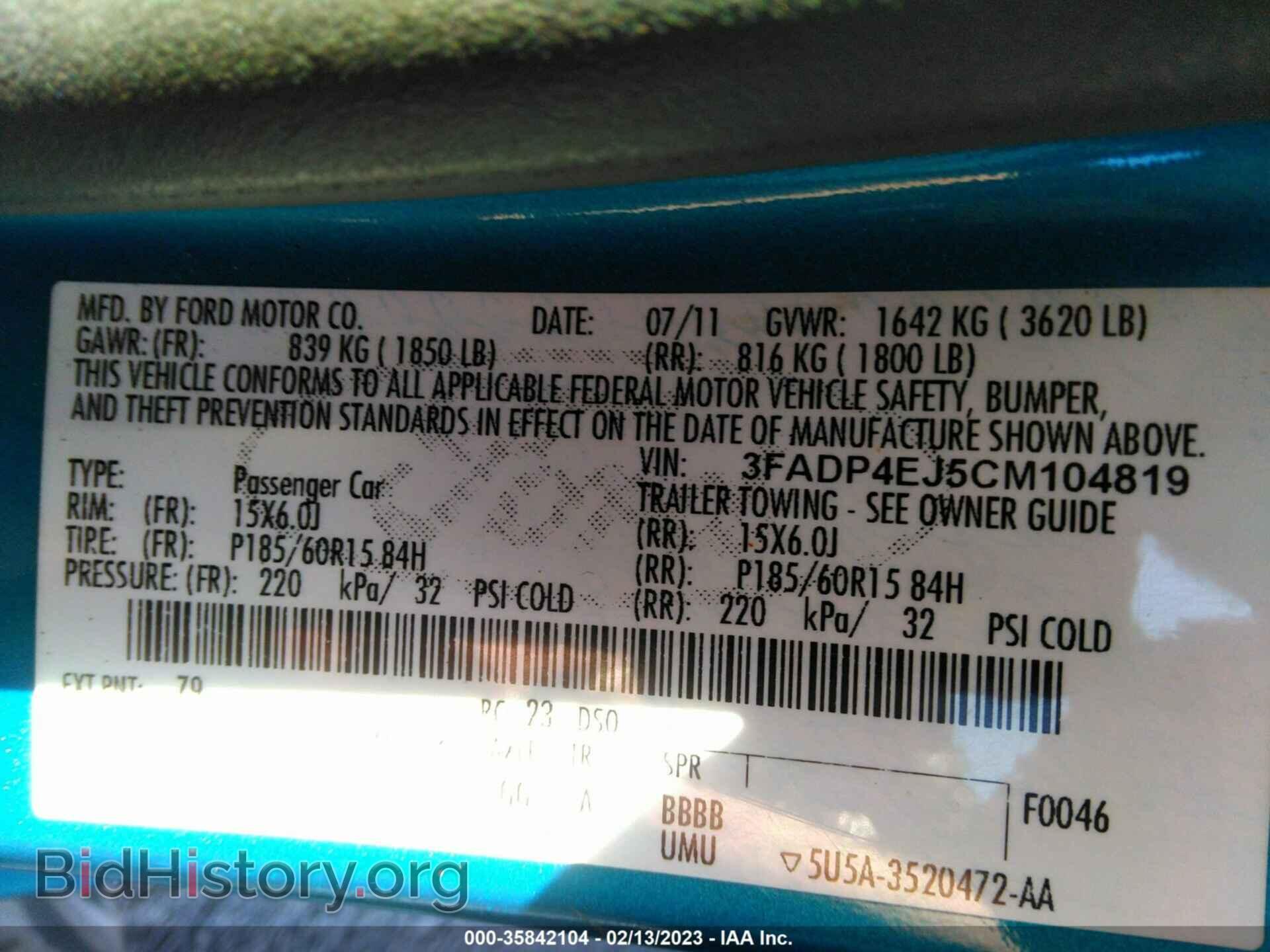 2012 FORD FIESTA - VIN: 3FADP4EJ5CM104819 - Photo 9