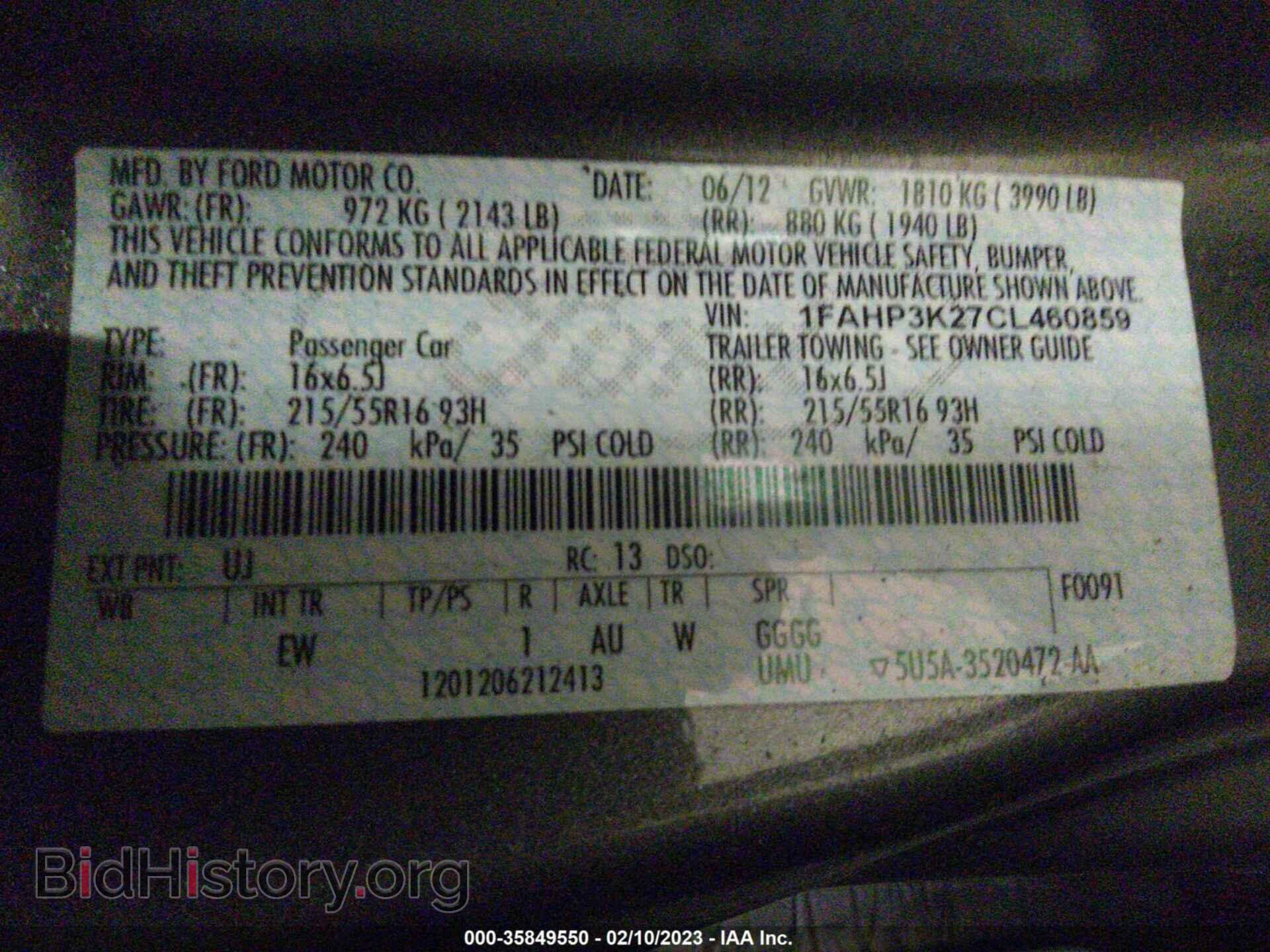 2012 FORD FOCUS - VIN: 1FAHP3K27CL460859 - Фото 9