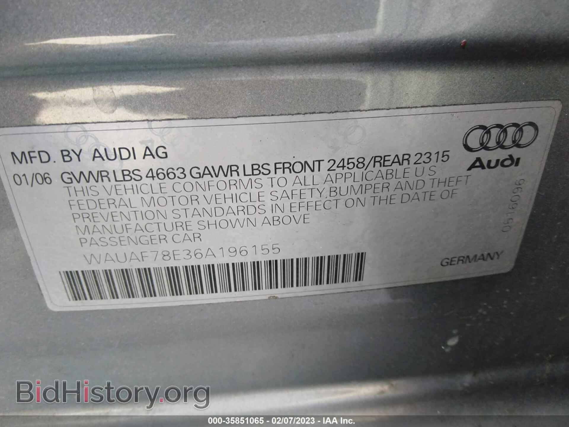 2006 AUDI A4 - VIN: WAUAF78E36A196155 - Фото 9