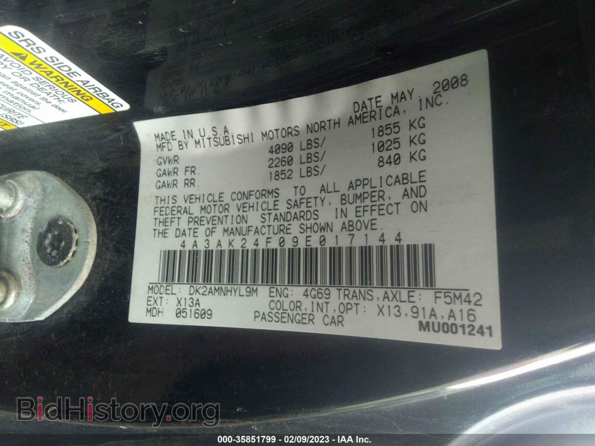 2009 MITSUBISHI ECLIPSE - VIN: 4A3AK24F09E017144 - Photo 9