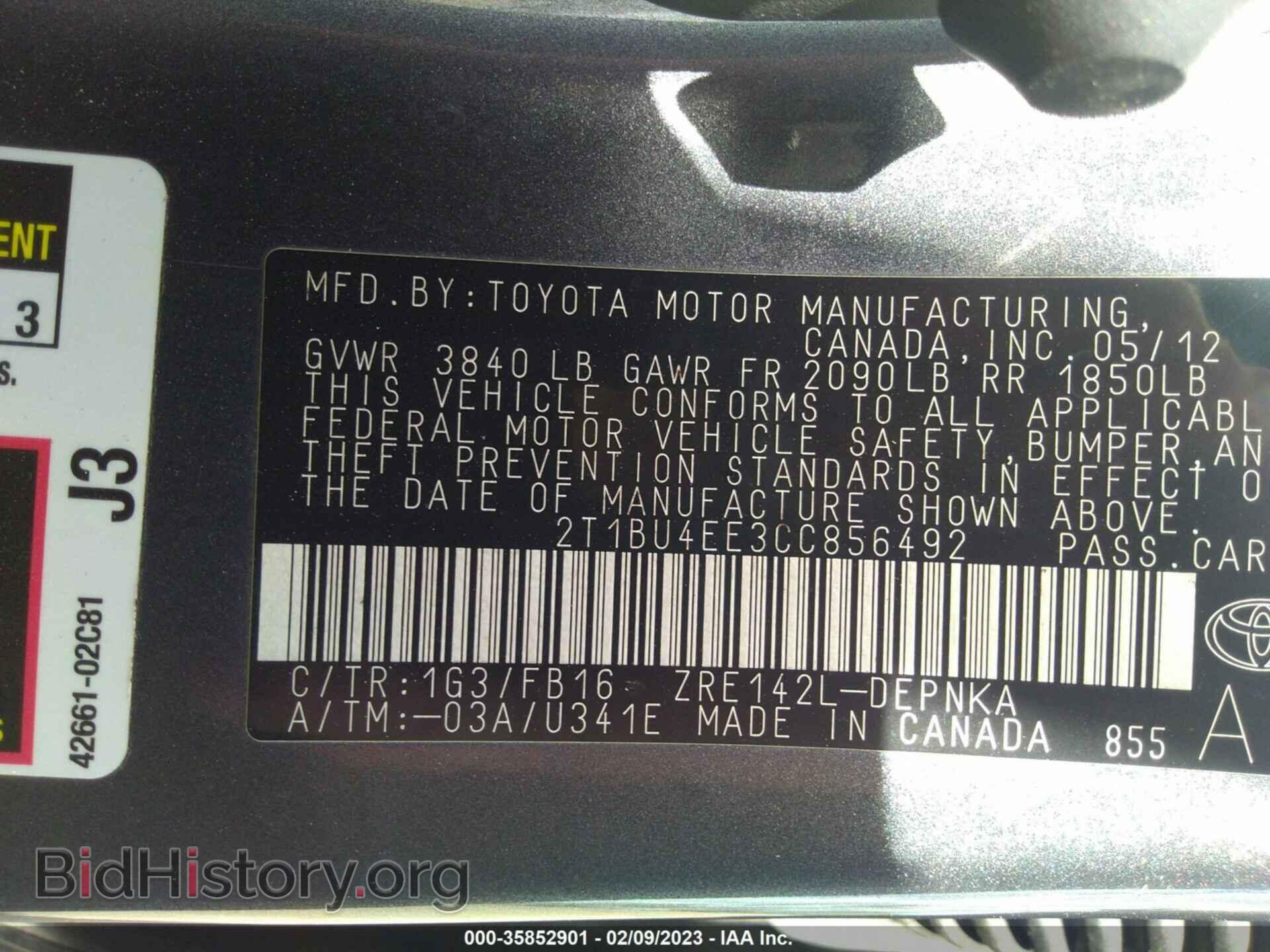 2012 TOYOTA COROLLA - VIN: 2T1BU4EE3CC856492 - Фото 9