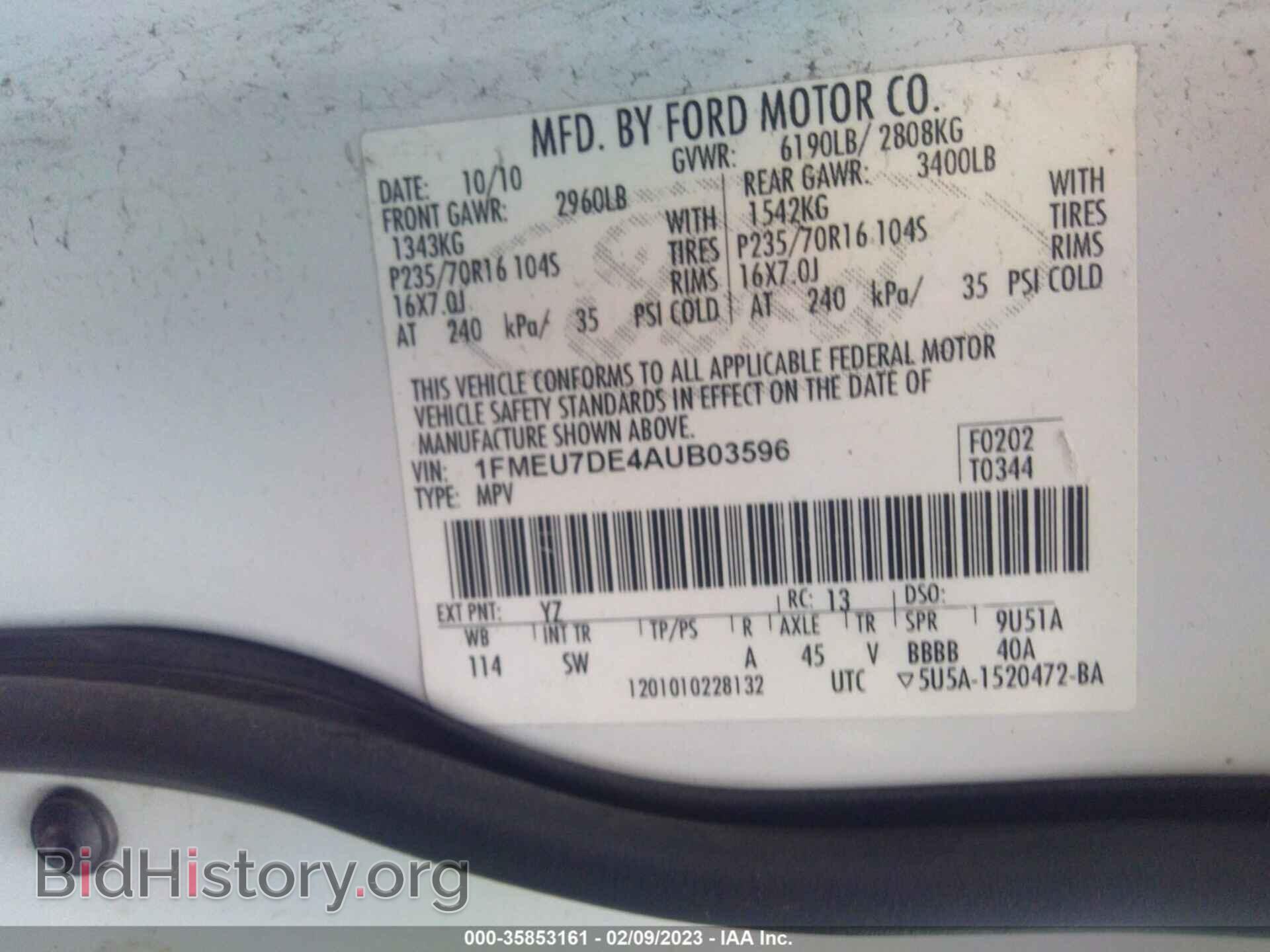 2010 FORD EXPLORER - VIN: 1FMEU7DE4AUB03596 - Фото 9